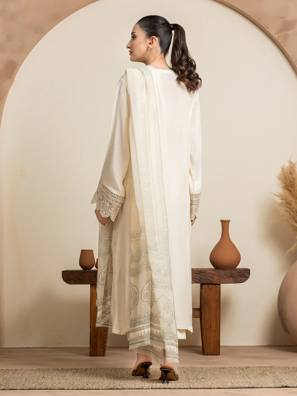 Unstitched Embroidered Raw Silk Suit - EWU24V16-30129-3P - Image 5