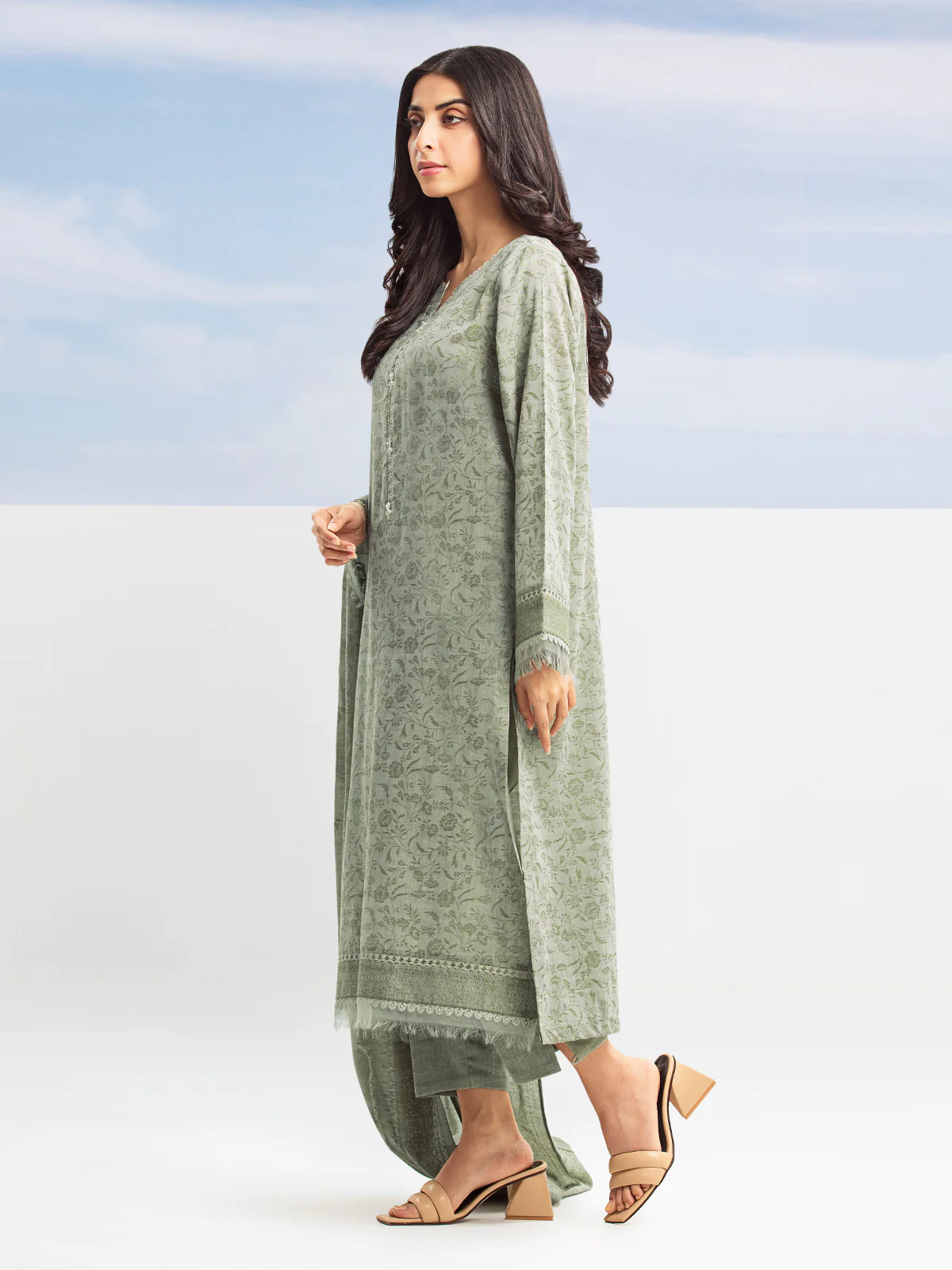 Unstitched Embroidered Jacquard Suit - EWU24V3-28785-3P - Image 2