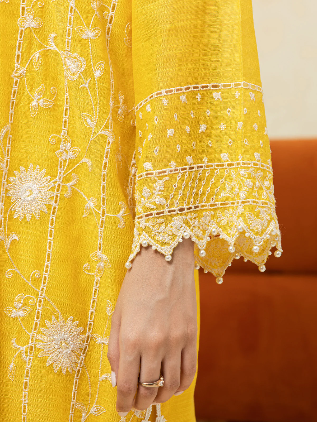 Unstitched Embroidered Chanderi Suit - EWU24V6-26658-3P - Image 5