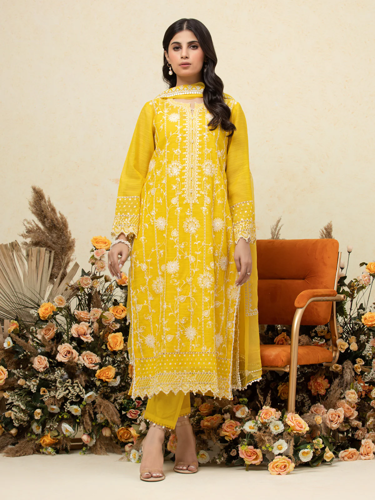 Unstitched Embroidered Chanderi Suit - EWU24V6-26658-3P - Image 6