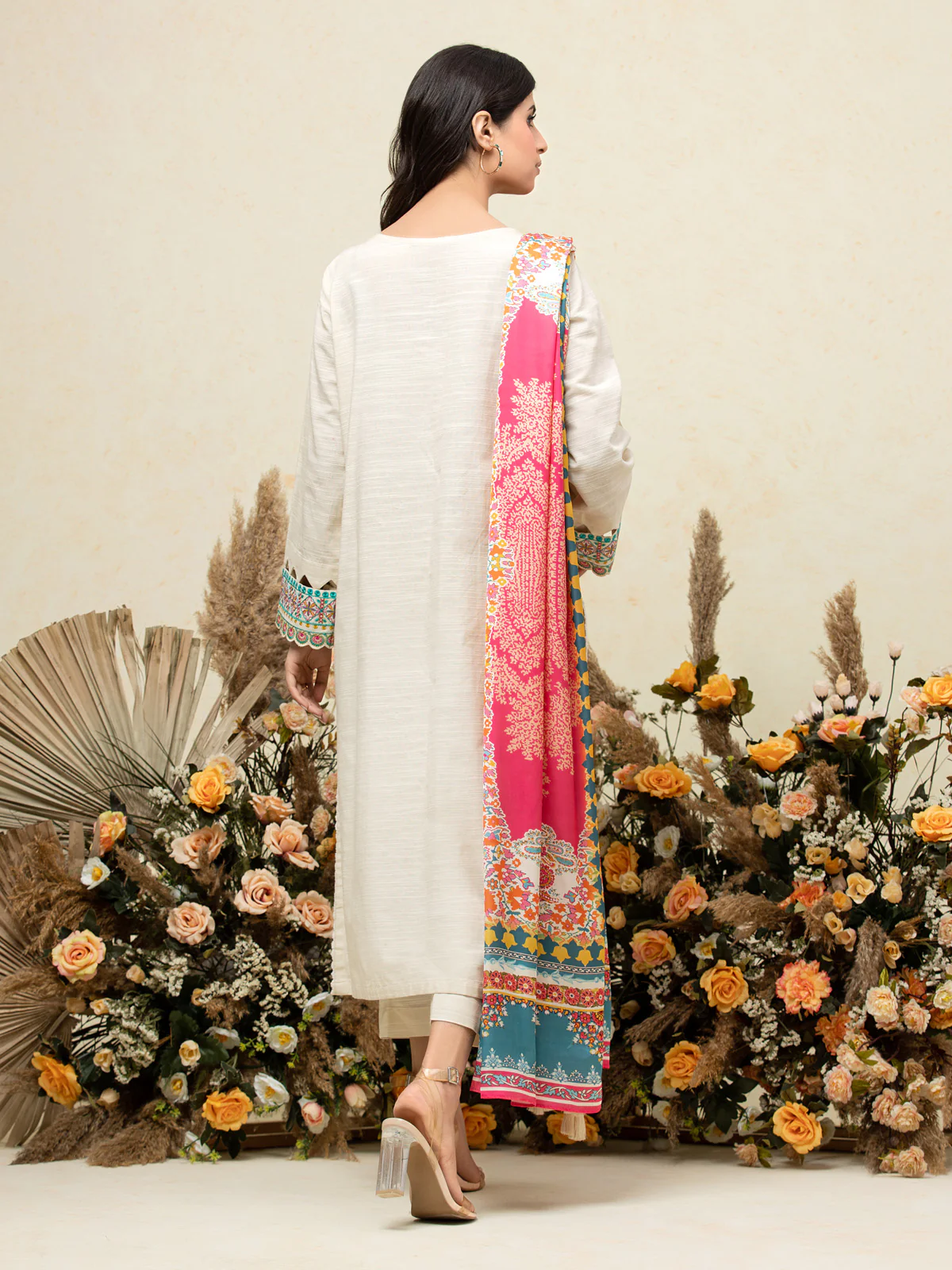 Unstitched Embroidered Chanderi Suit - EWU24V6-26663-3P - Image 6