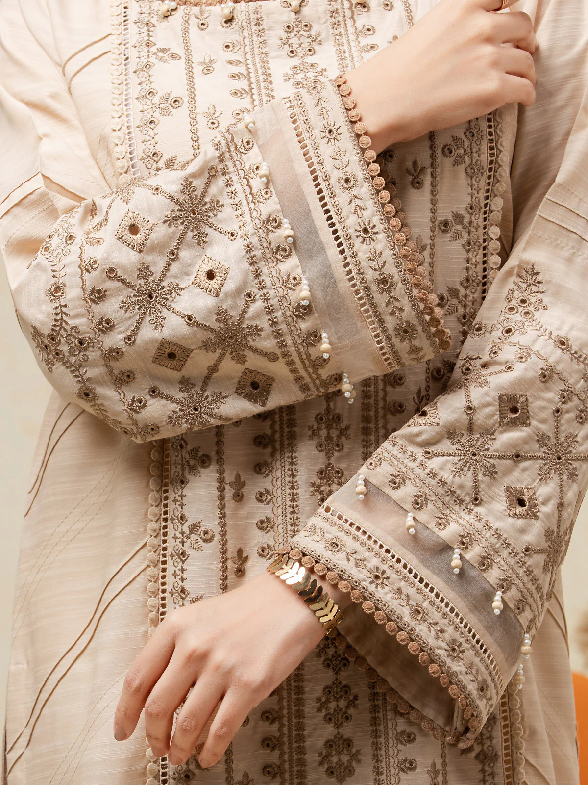 Unstitched Embroidered Chanderi Suit - EWU24V6-26673-3P - Image 6