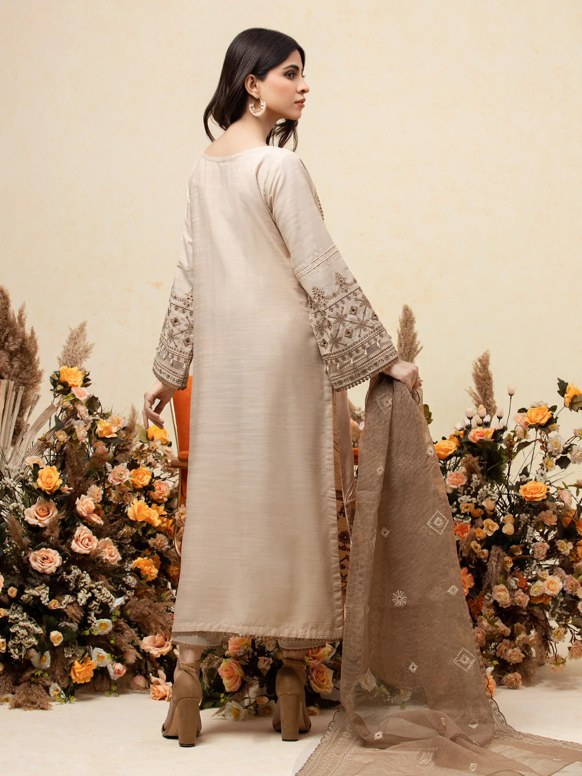 Unstitched Embroidered Chanderi Suit - EWU24V6-26673-3P - Image 8