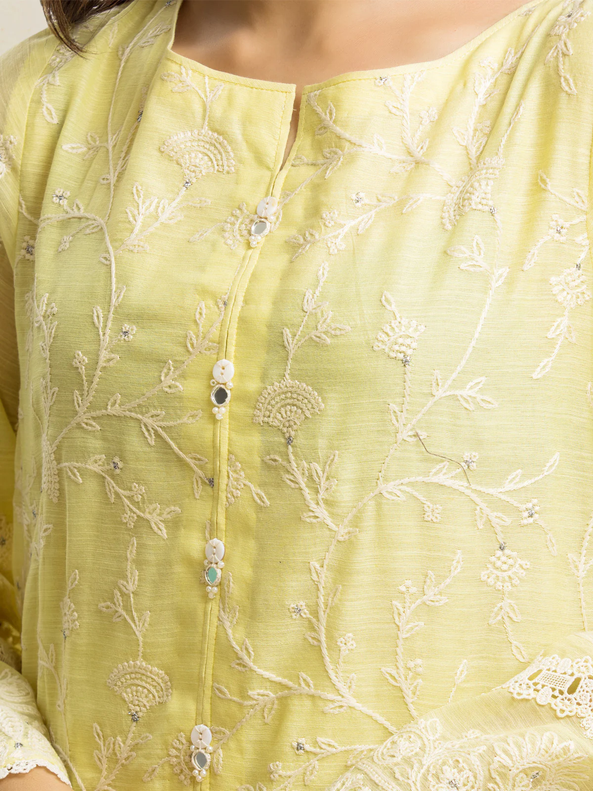 Unstitched Embroidered Chanderi Suit - EWU24V6-28736-3P - Image 5