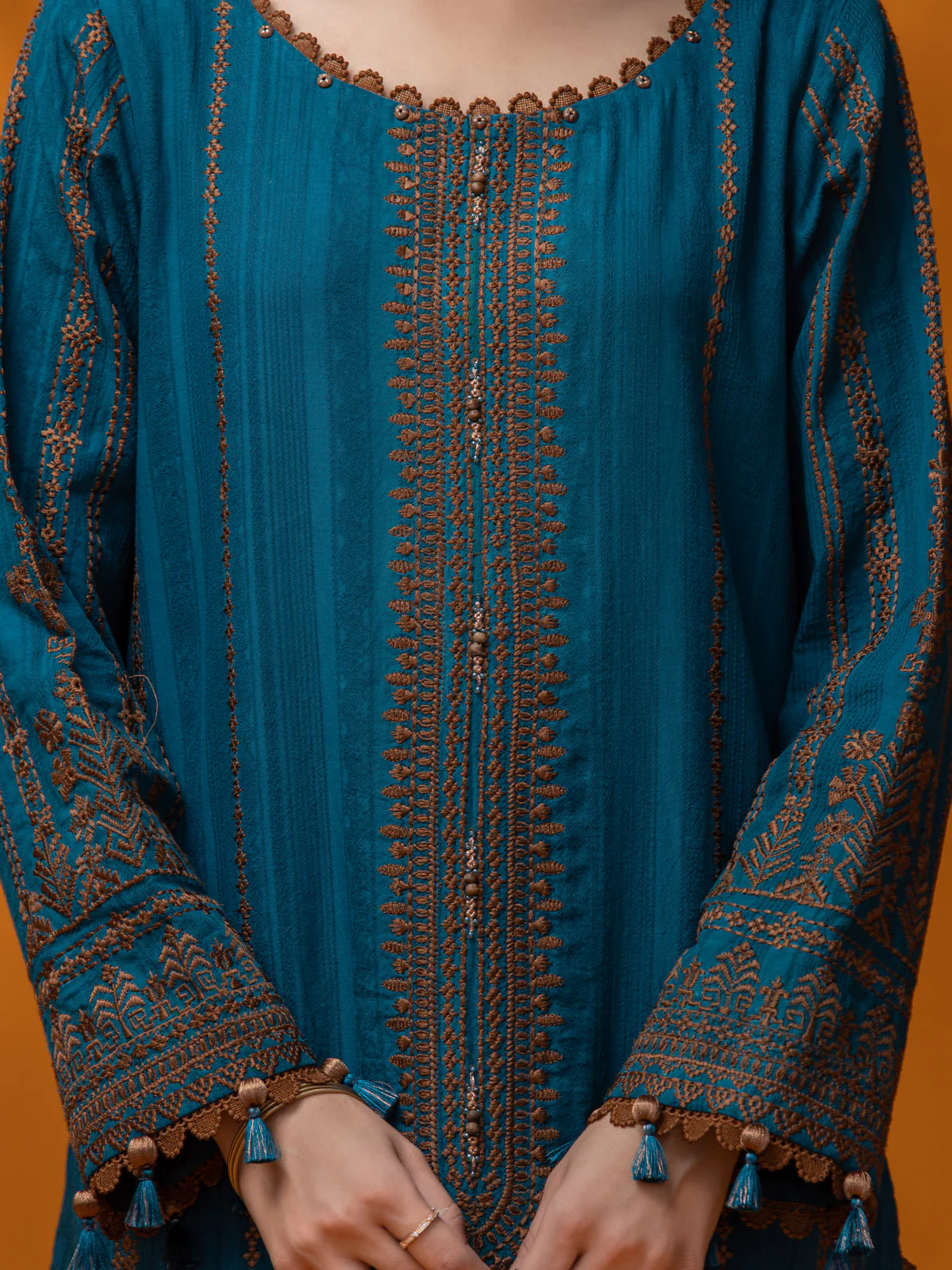 Unstitched Embroidered Dobby Suit - EWU24V7-26631-3P - Image 4