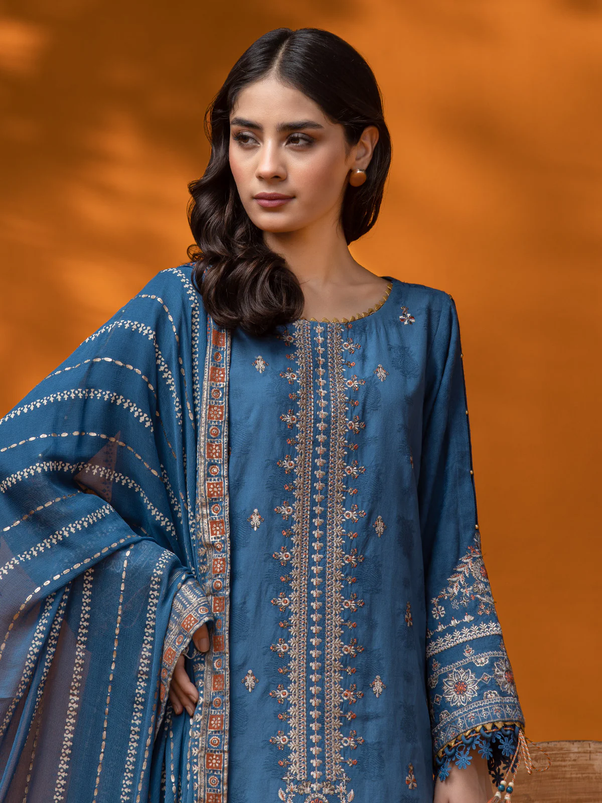 Unstitched Embroidered Dobby Suit - EWU24V7-26742-3P - Image 2