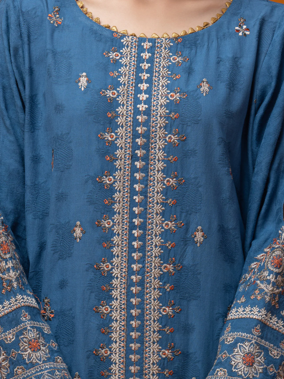 Unstitched Embroidered Dobby Suit - EWU24V7-26742-3P - Image 4