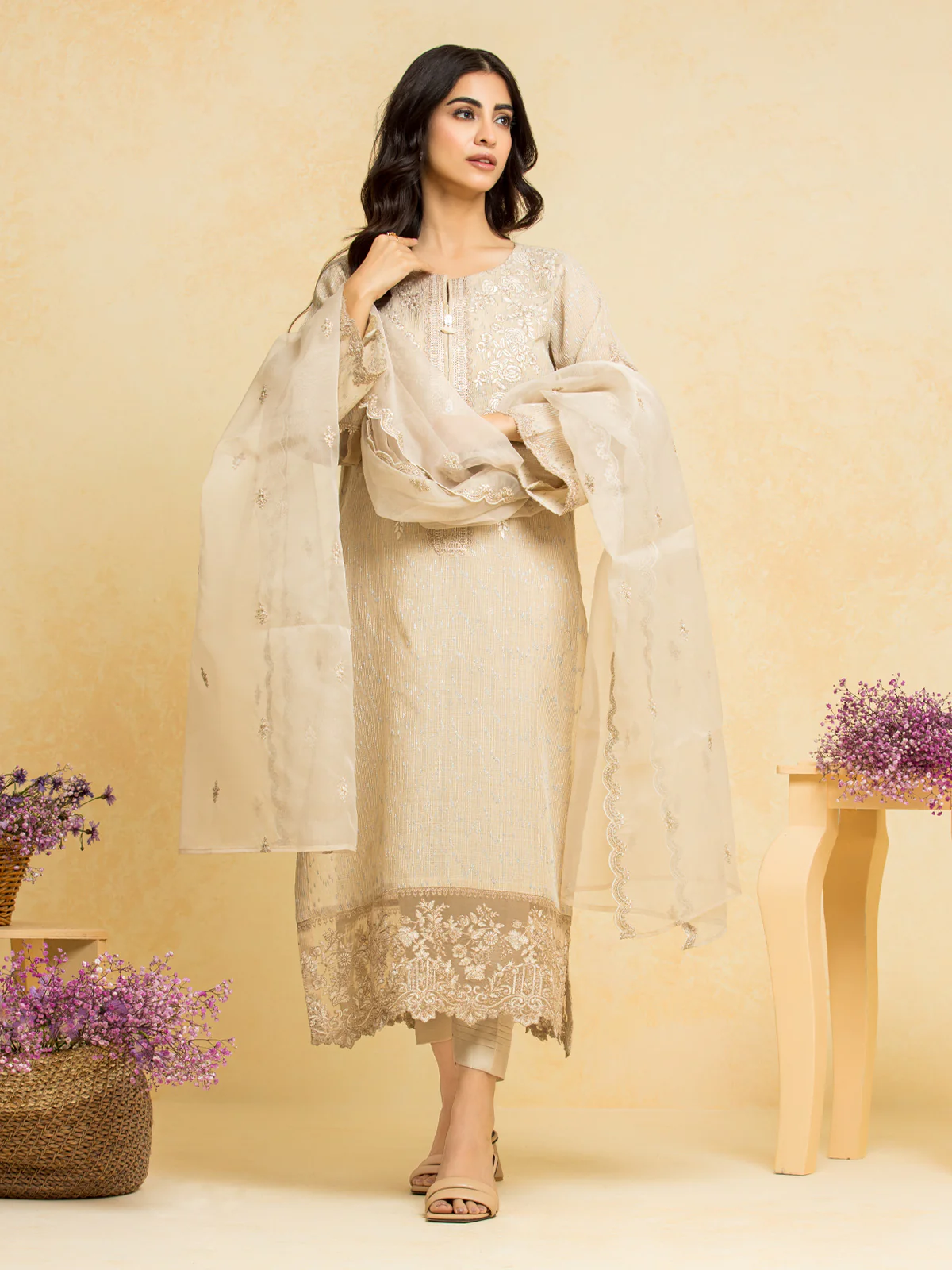 Unstitched Embroidered Dobby Suit - EWU24V7-28772-3P - Image 5