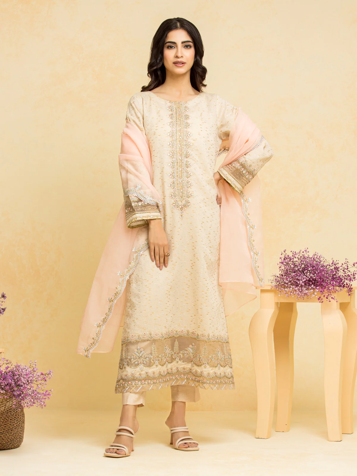 Unstitched Embroidered Dobby Suit - EWU24V7-28774-3P