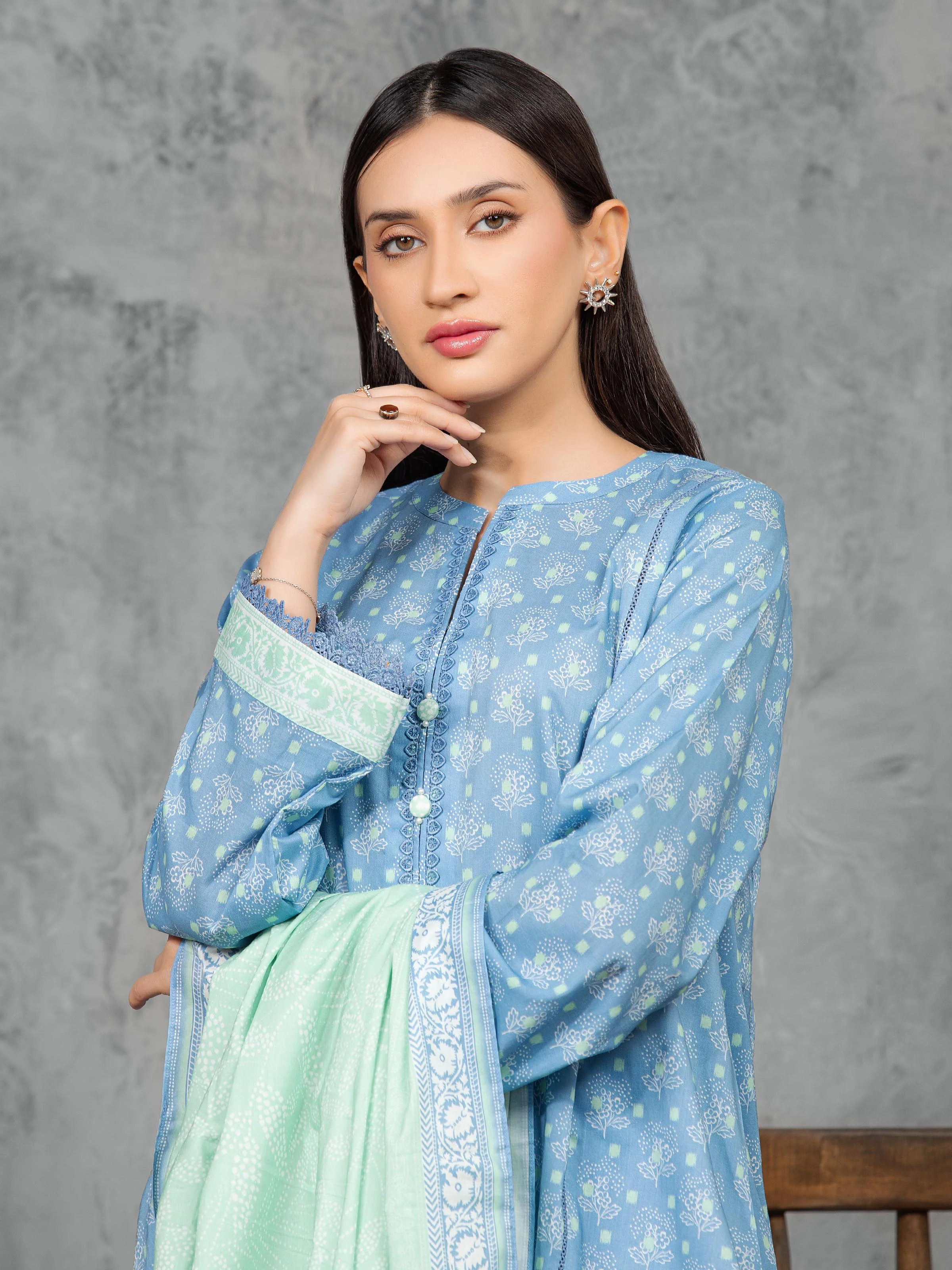 Unstitched Printed Cambric Suit - EWU5A2-35849-3P - Image 2