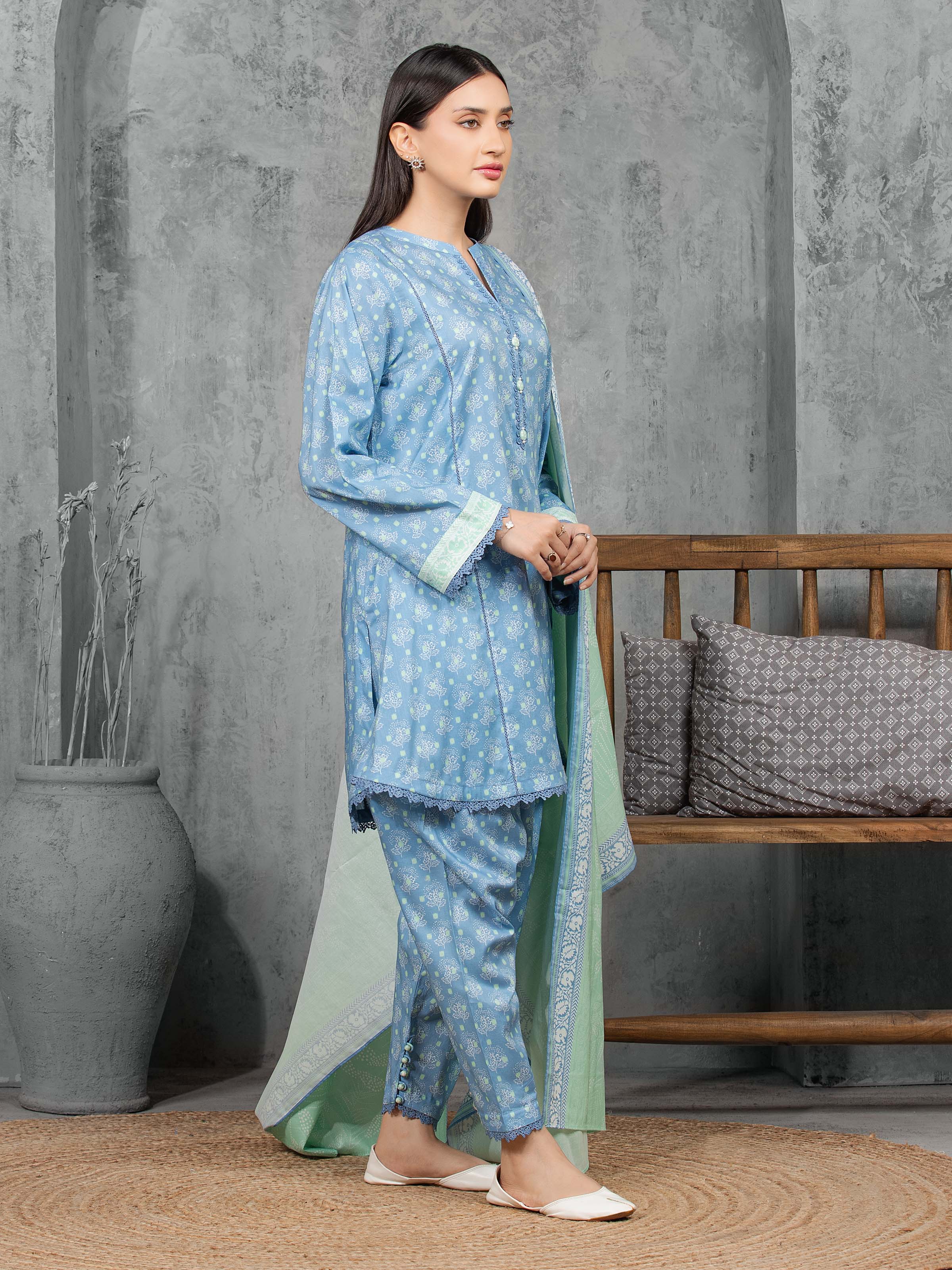 Unstitched Printed Cambric Suit - EWU5A2-35849-3P - Image 5