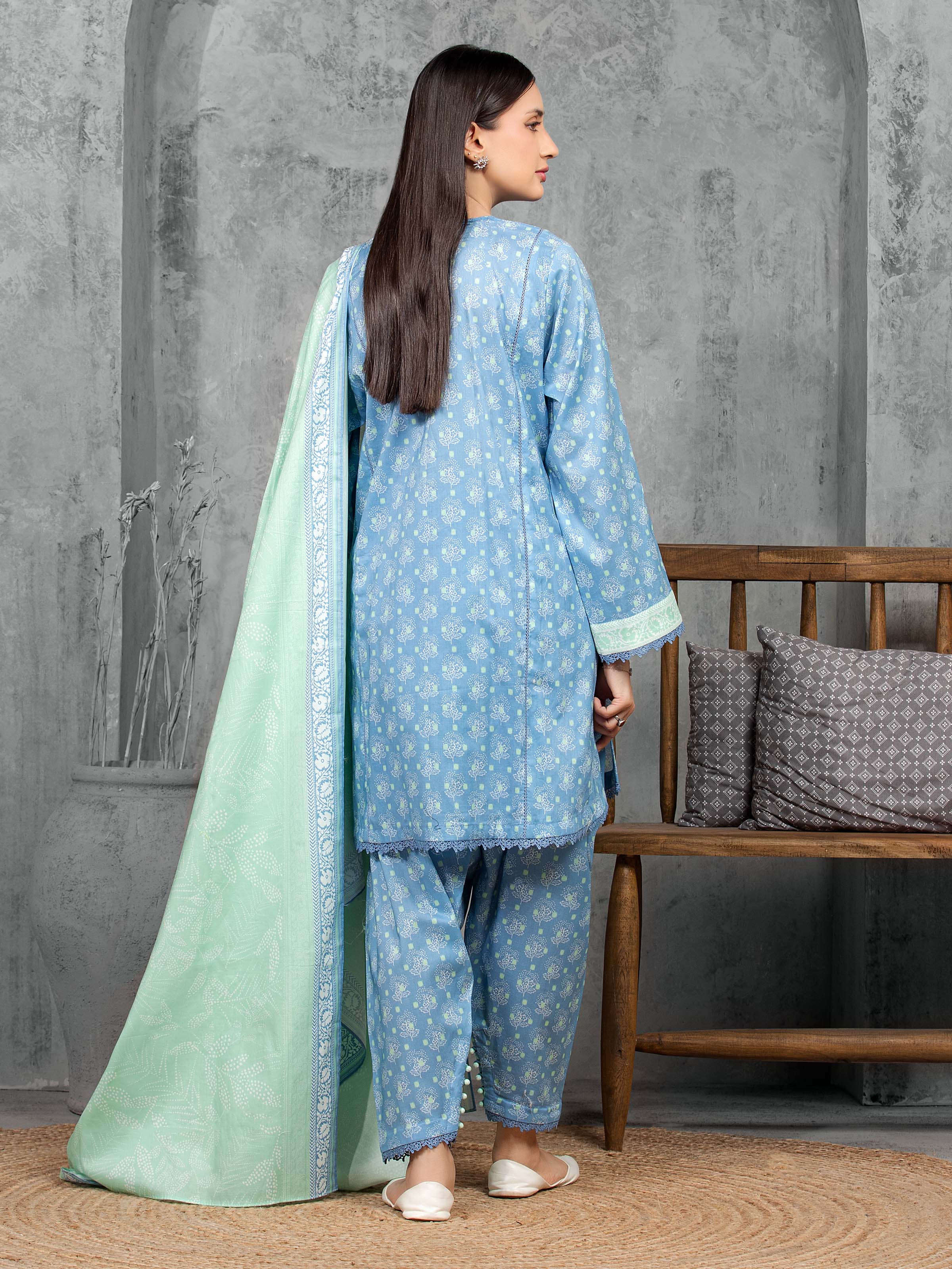 Unstitched Printed Cambric Suit - EWU5A2-35849-3P - Image 6