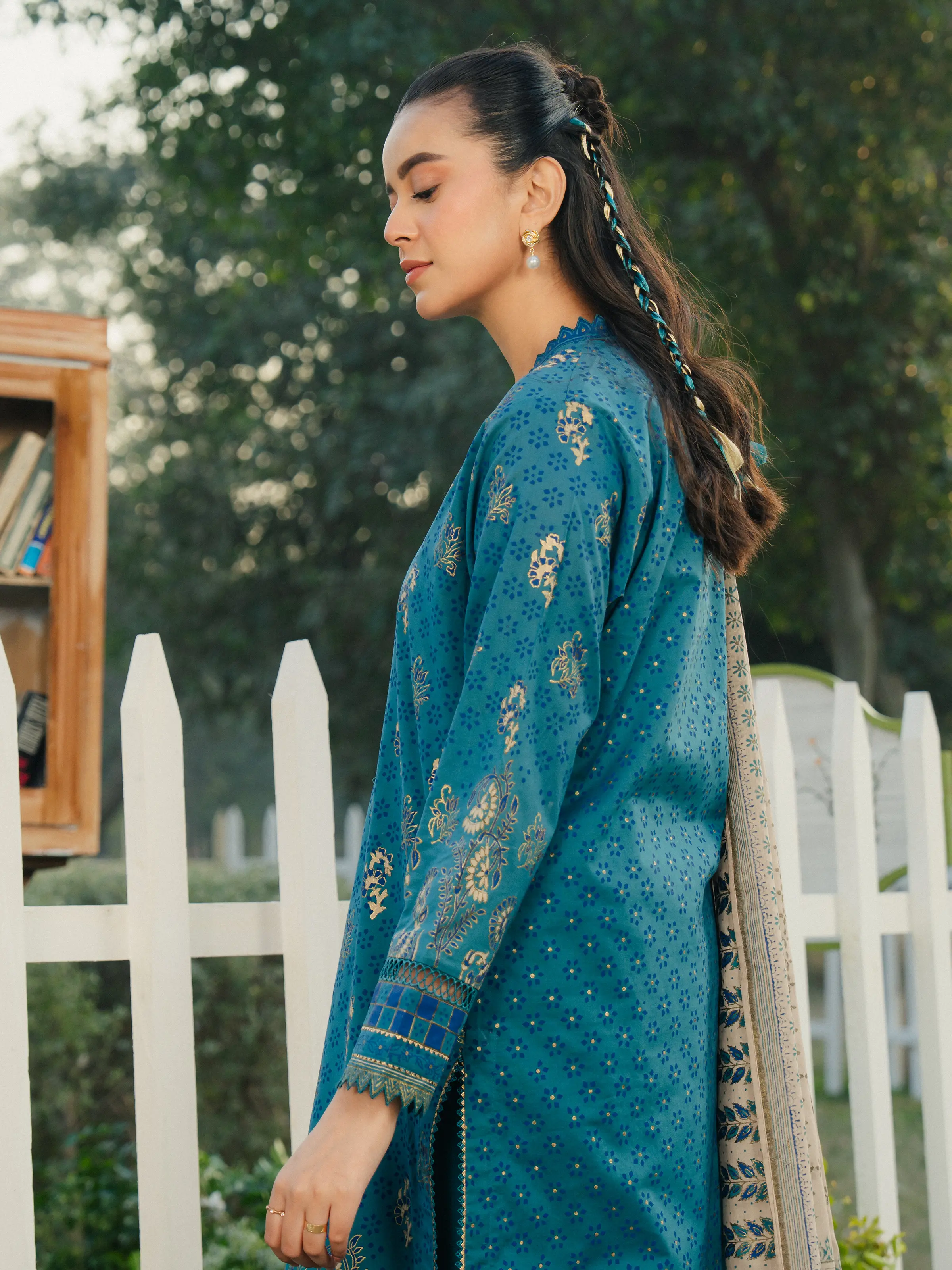 Unstitched Block Print Cambric Shirt - EWU5M1-018S - Image 6