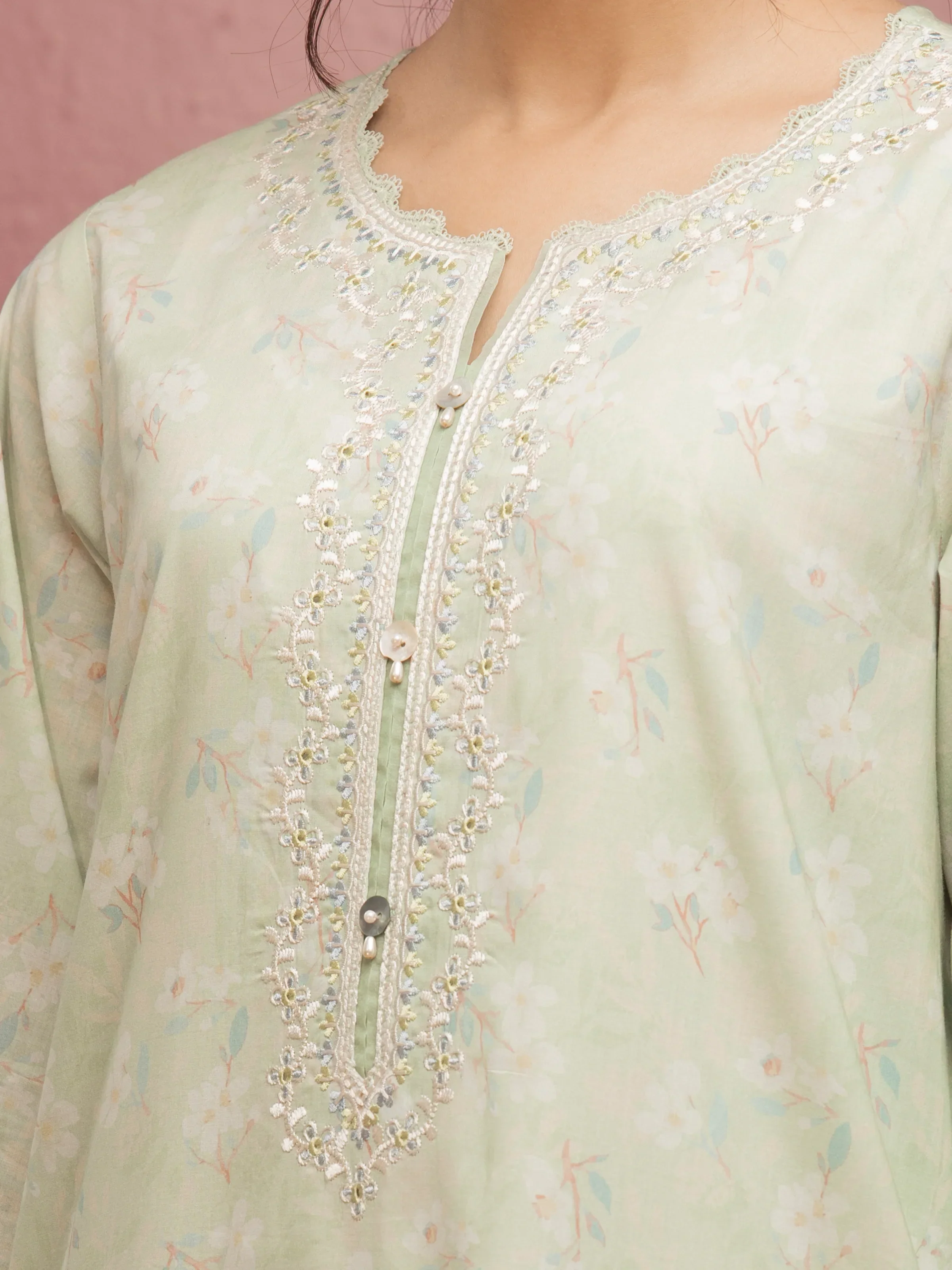 Unstitched Embroidered Lawn Shirt Trouser - EWU5V1-31086ST - Image 4