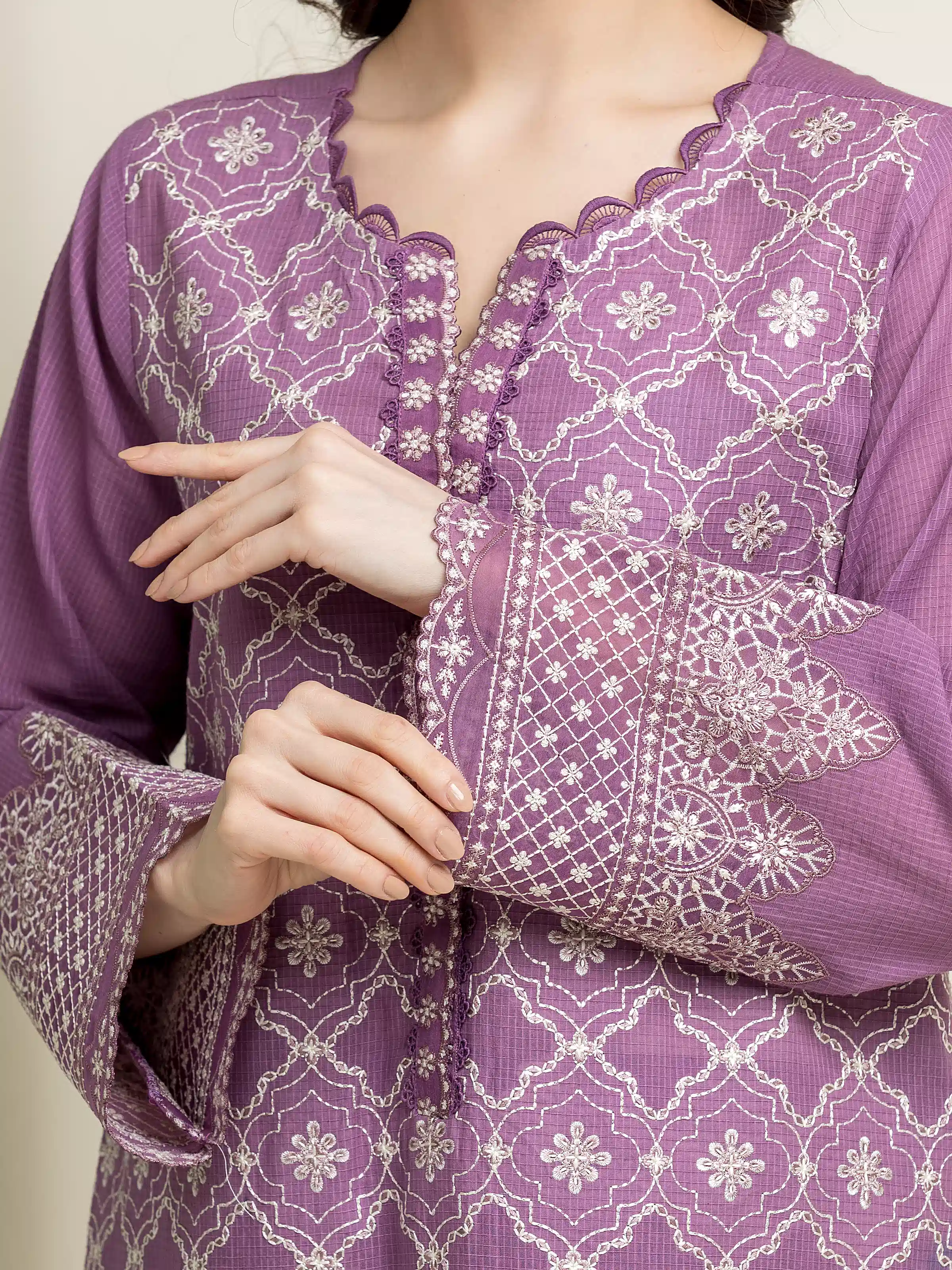 Unstitched Embroidered Lawn Shirt Trouser - EWU5V1-31234ST - Image 3