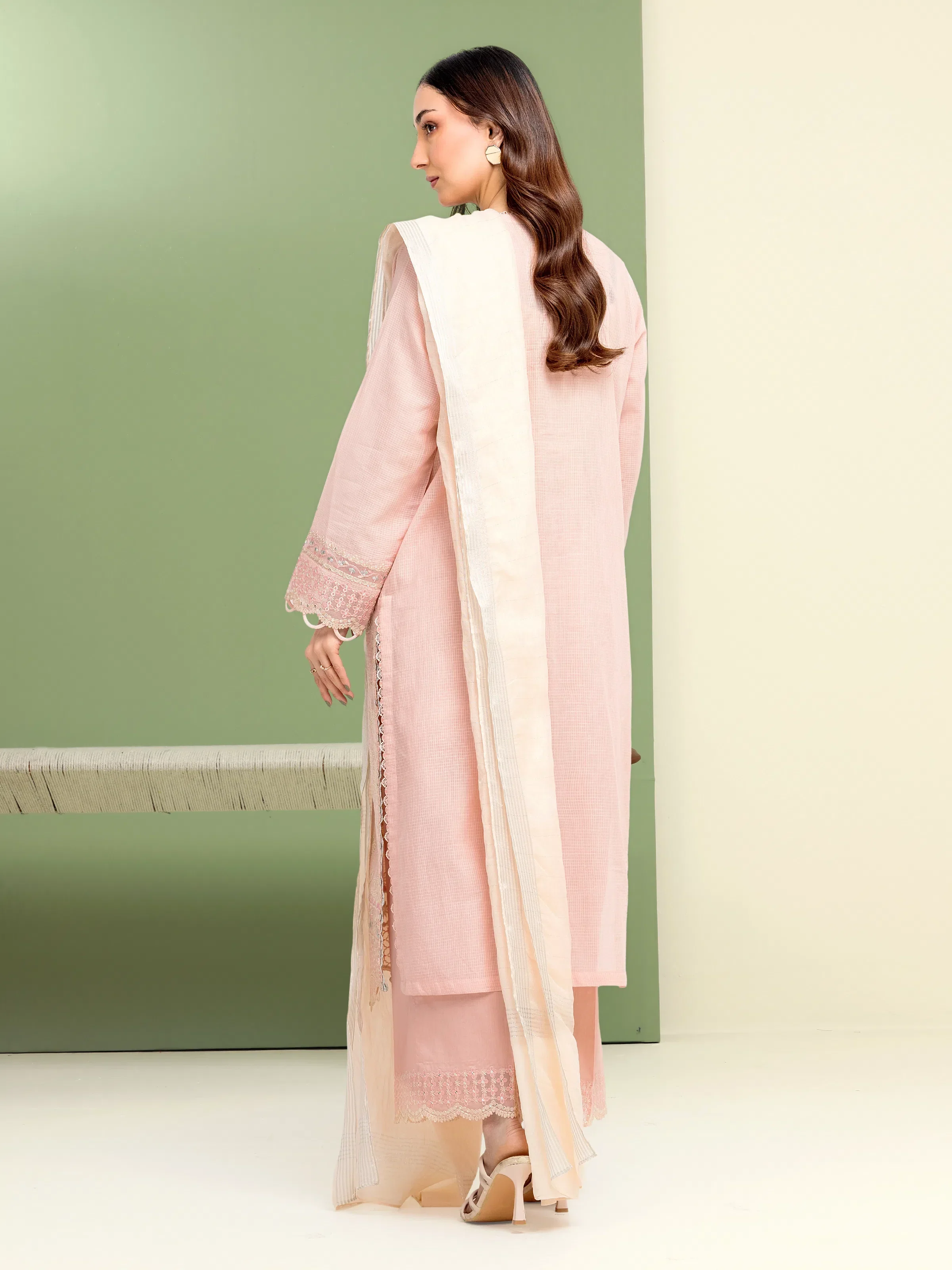 Unstitched Embroidered Lawn Slub Shirt Trouser - EWU5V1-31245ST - Image 2