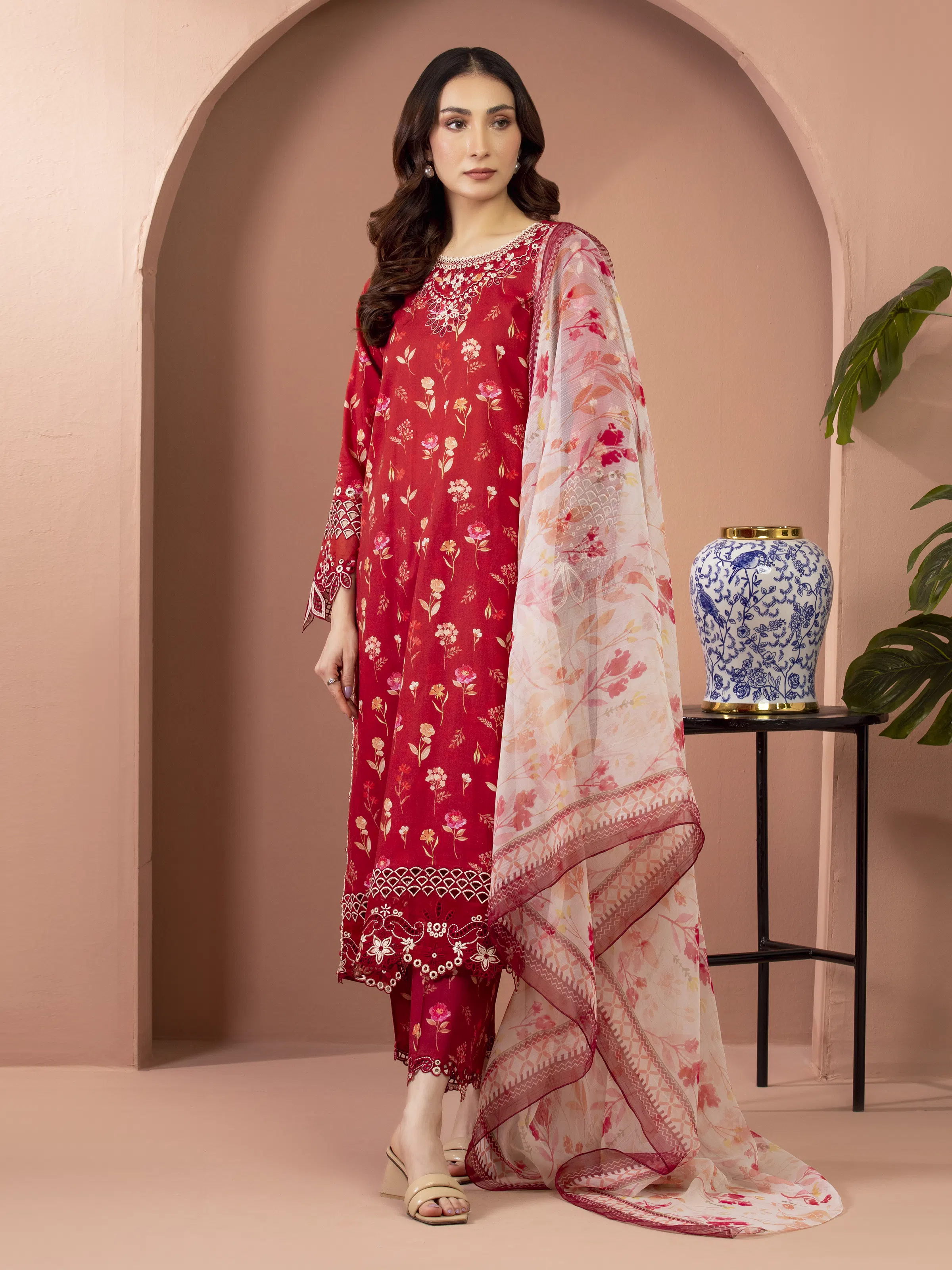 Unstitched Embroidered Lawn Shirt Trouser - EWU5V1-31454ST - Image 2