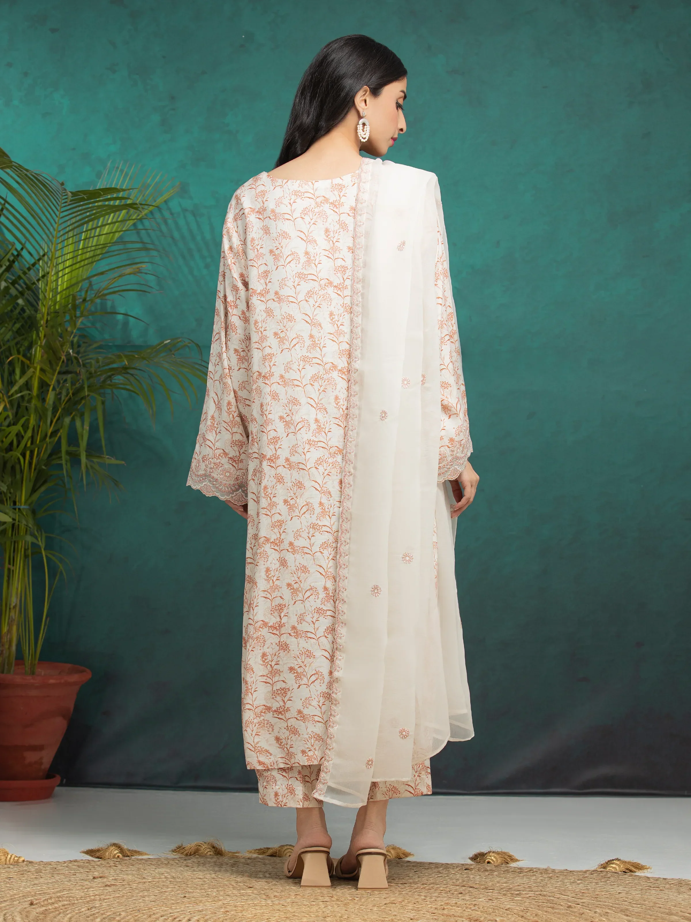 Unstitched Embroidered Raw Silk Shirt Trouser - EWU5V16-30218ST - Image 5