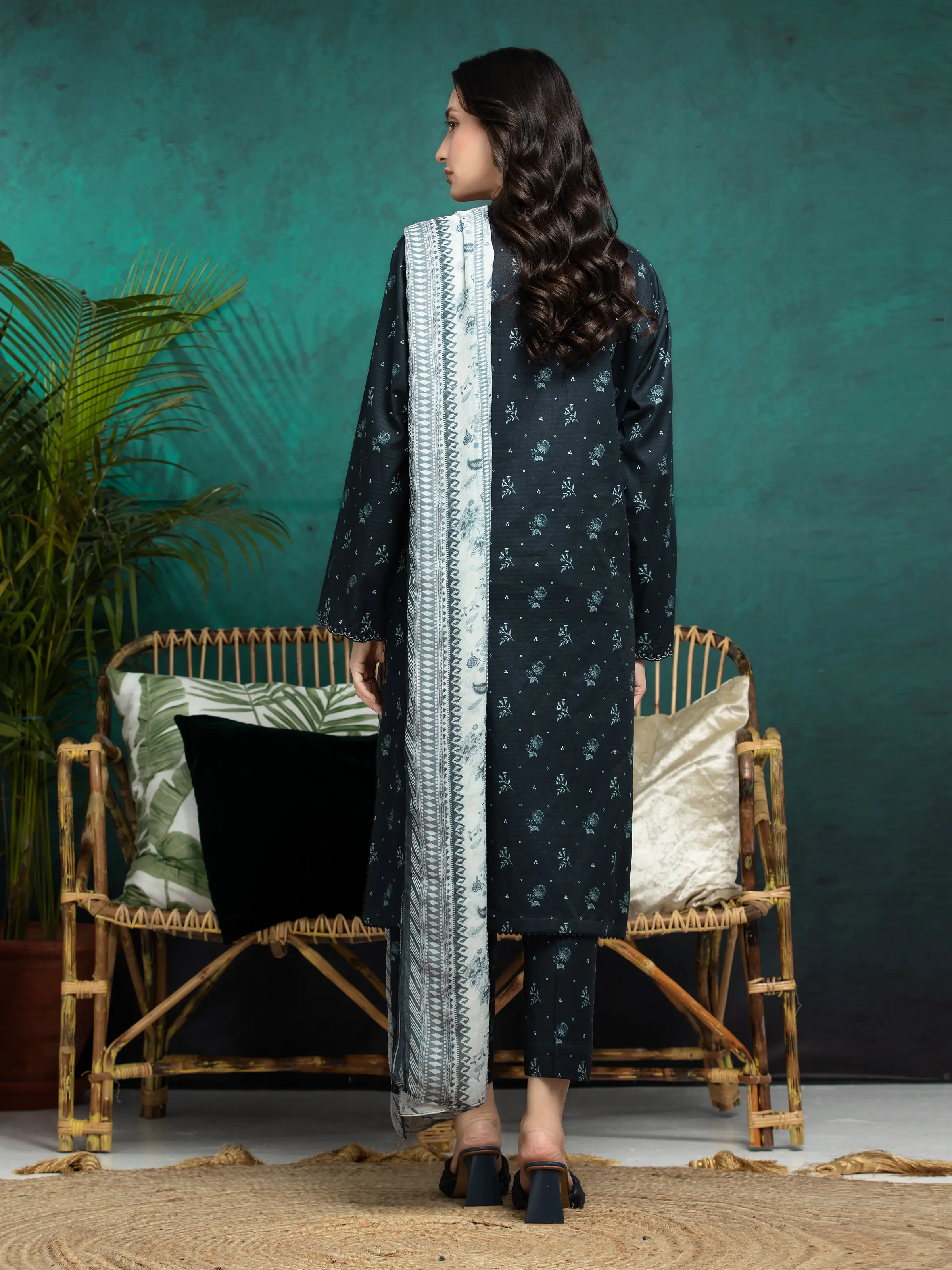 Unstitched Embroidered Dobby Shirt Trouser - EWU5V7-30362ST - Image 2
