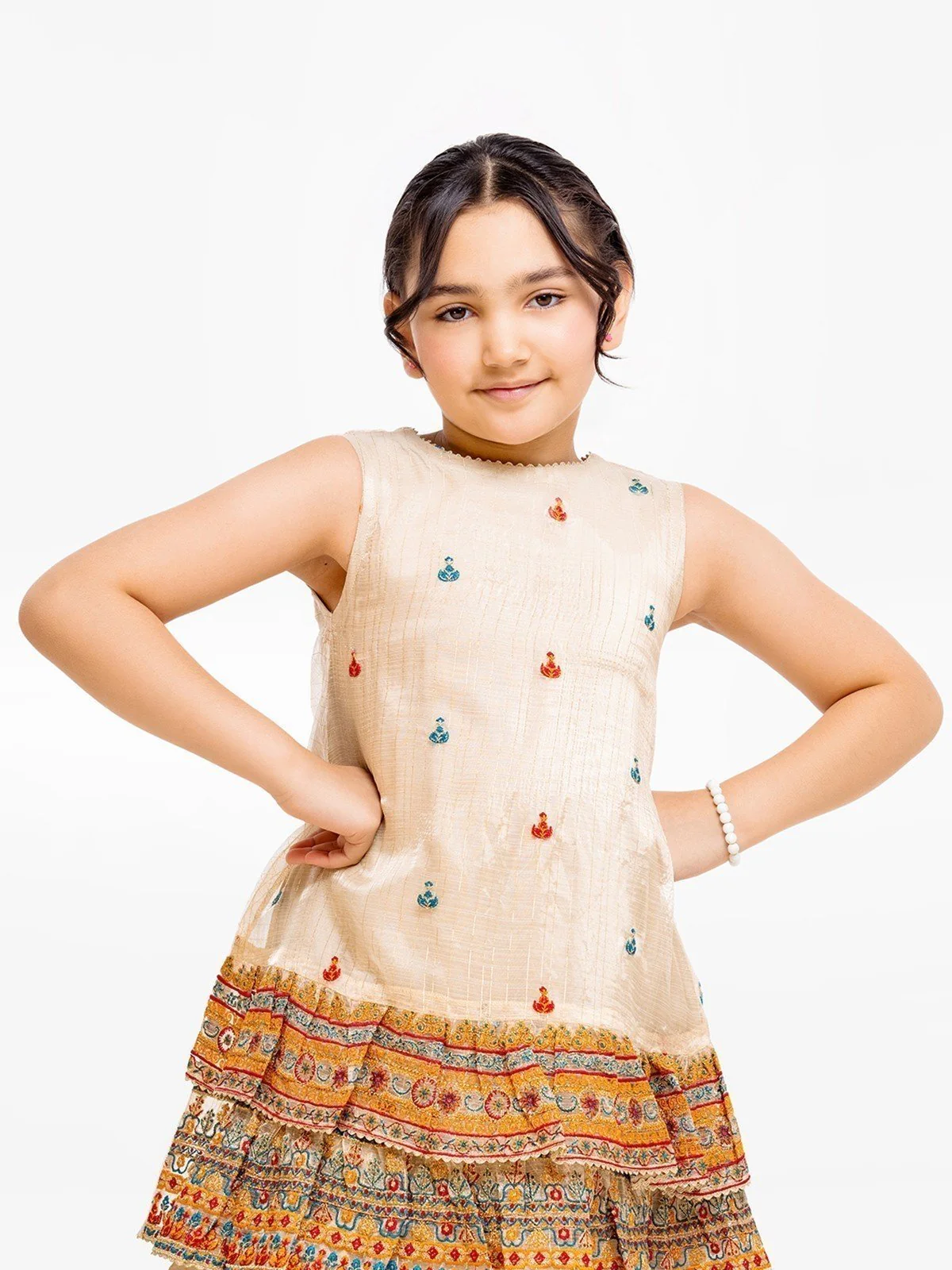 Girl's Beige Pishwas - EGTP23-22218 - Image 2