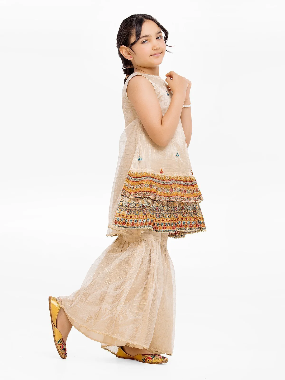 Girl's Beige Pishwas - EGTP23-22218 - Image 3