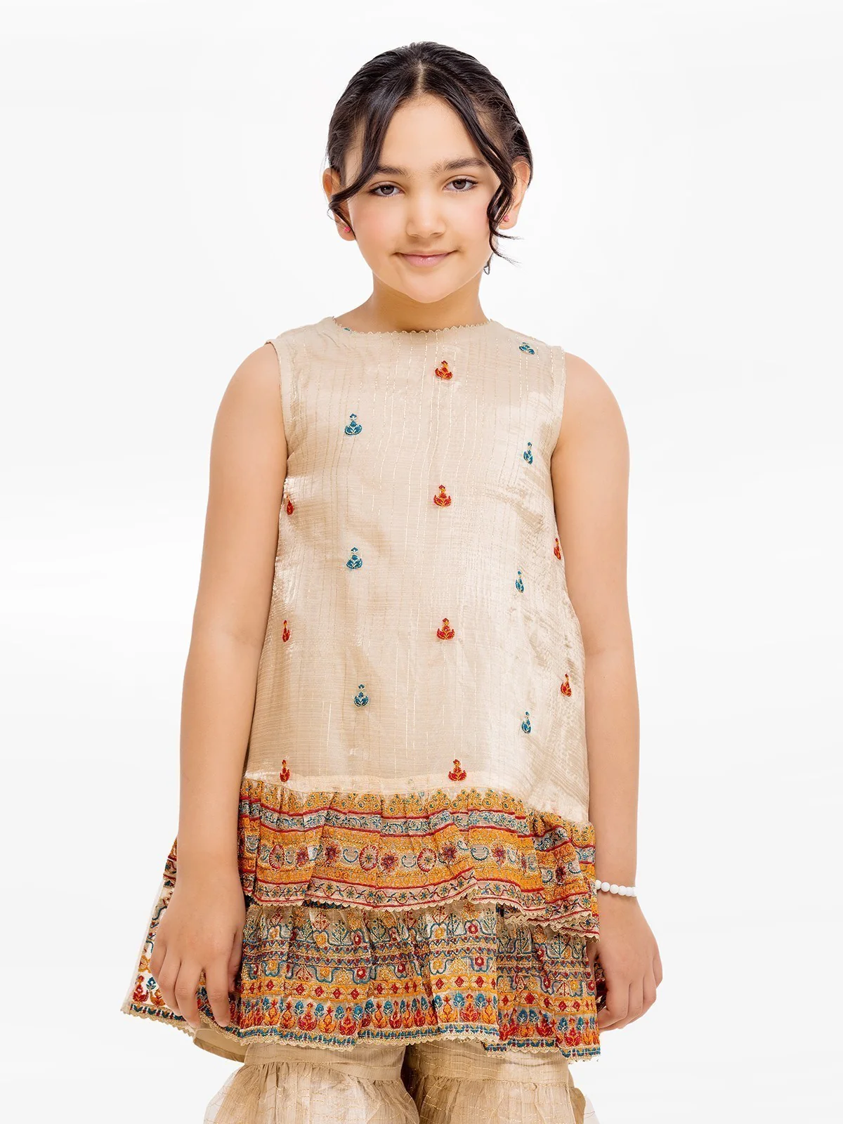 Girl's Beige Pishwas - EGTP23-22218 - Image 4