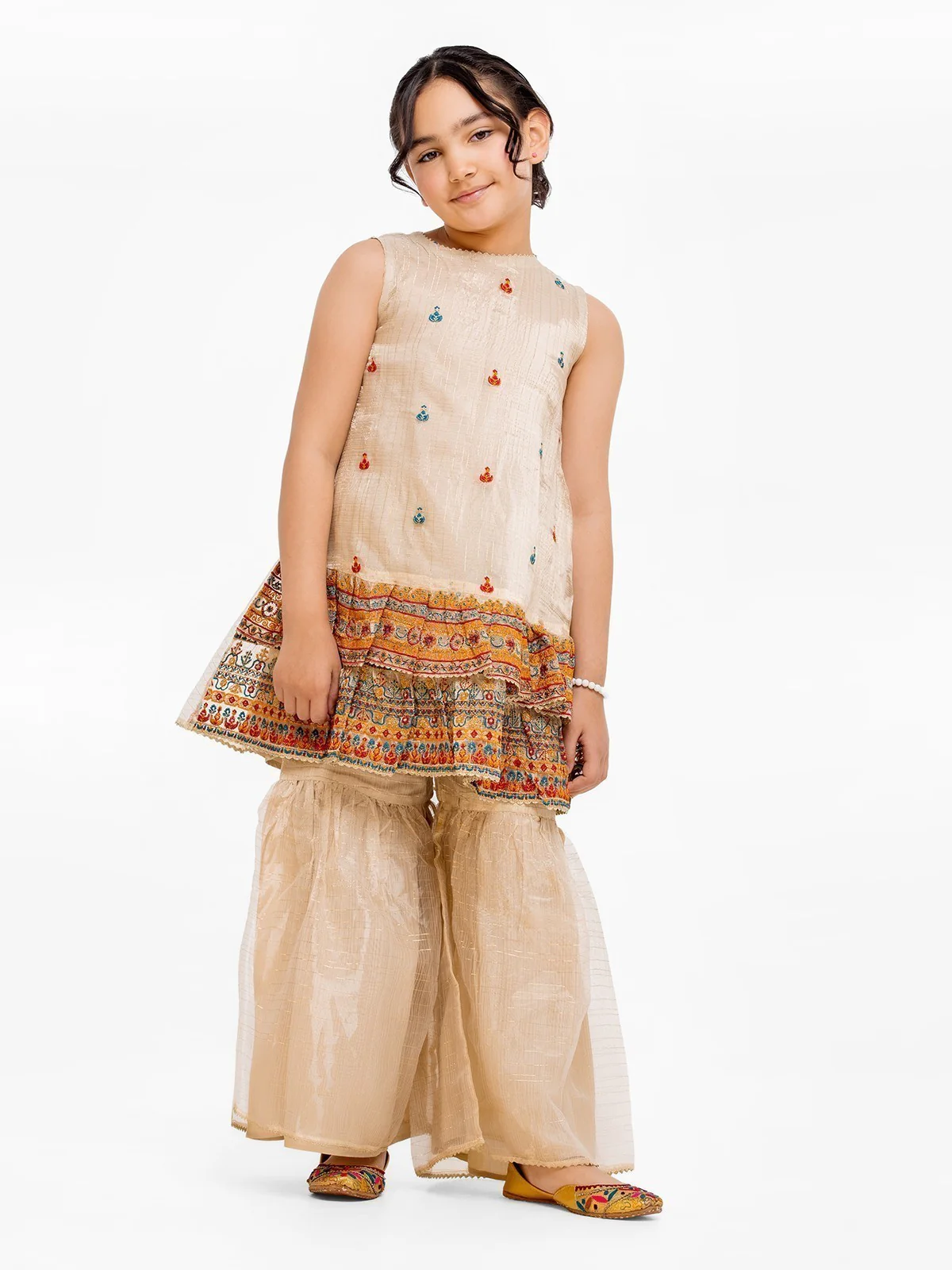 Girl's Beige Pishwas - EGTP23-22218 - Image 5