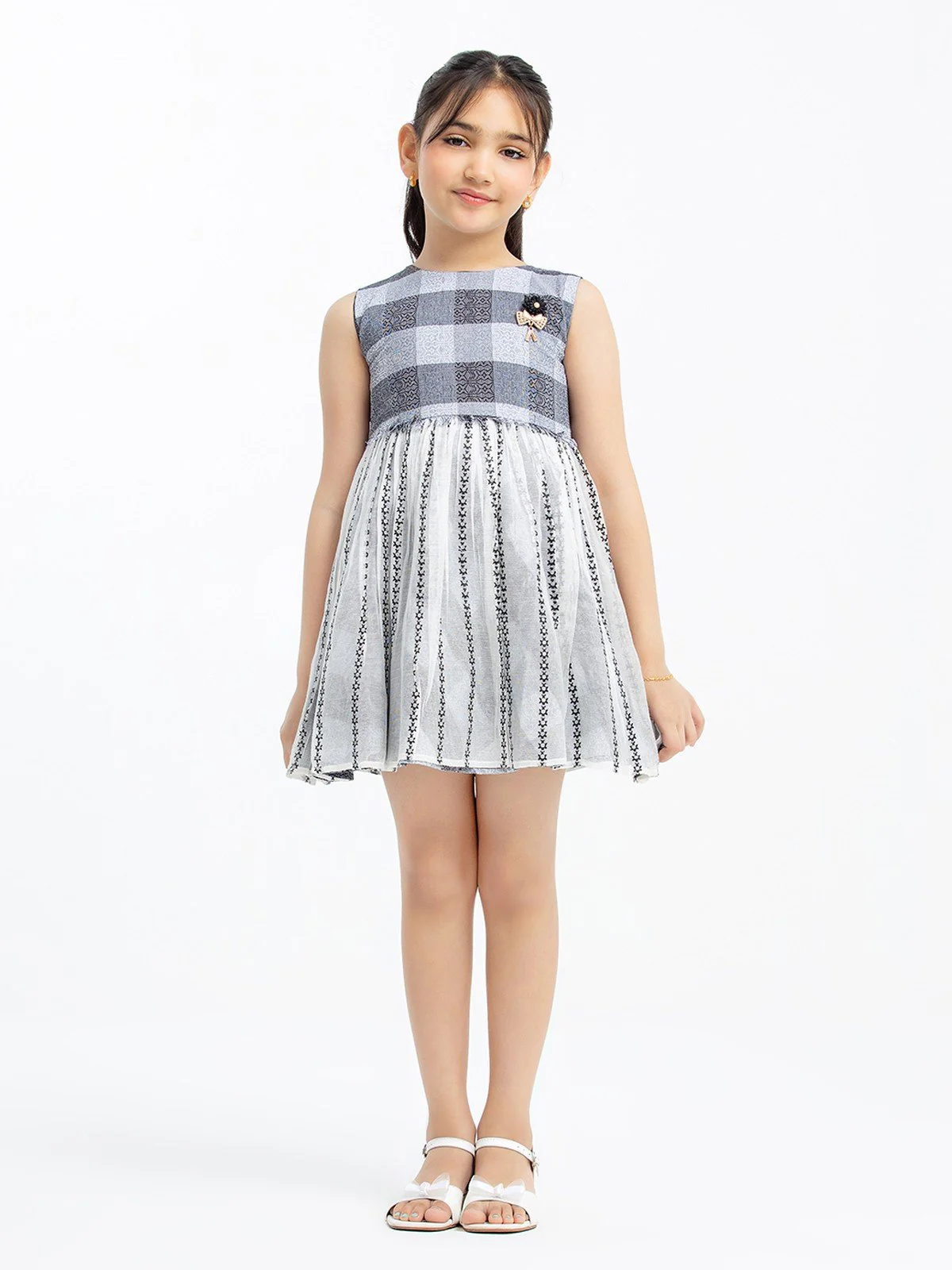 Girl's Black & Grey Frock - EGTF23S-200041
