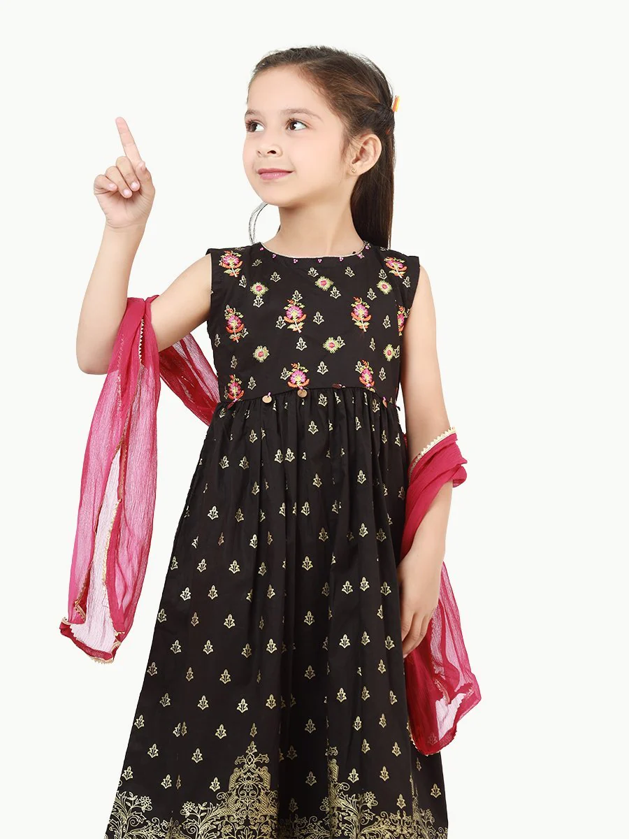 Girl's Black Pishwas - EGTP22-22171 - Image 2