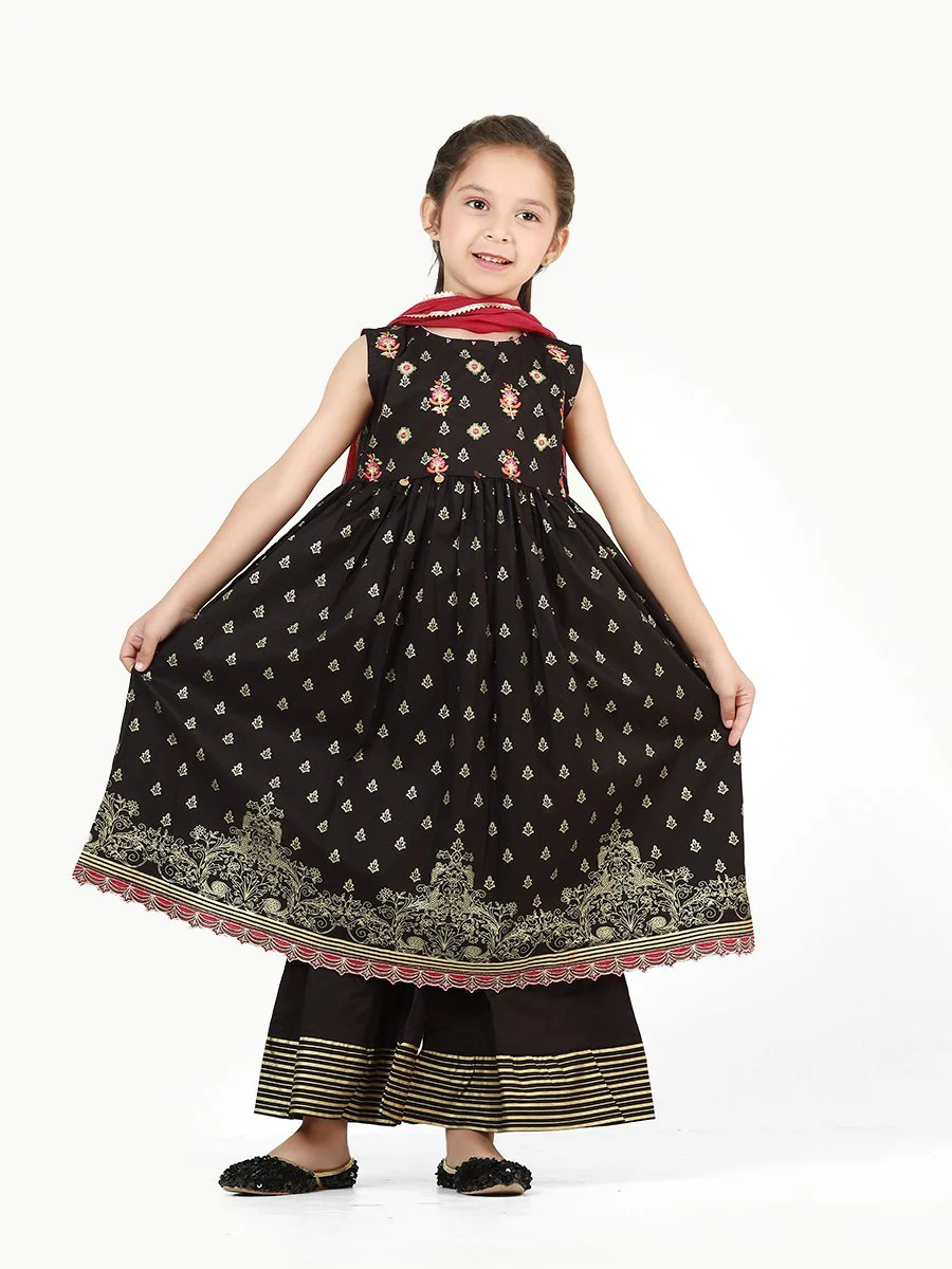 Girl's Black Pishwas - EGTP22-22171 - Image 3