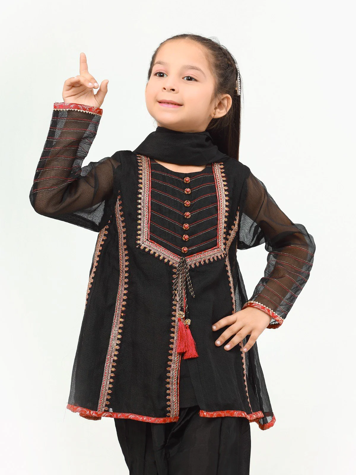 Girl's Black Pishwas - EGTP22-22183 - Image 2