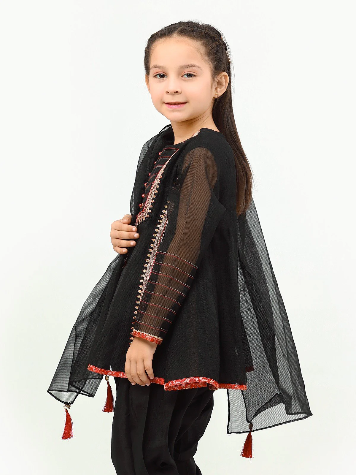 Girl's Black Pishwas - EGTP22-22183 - Image 3