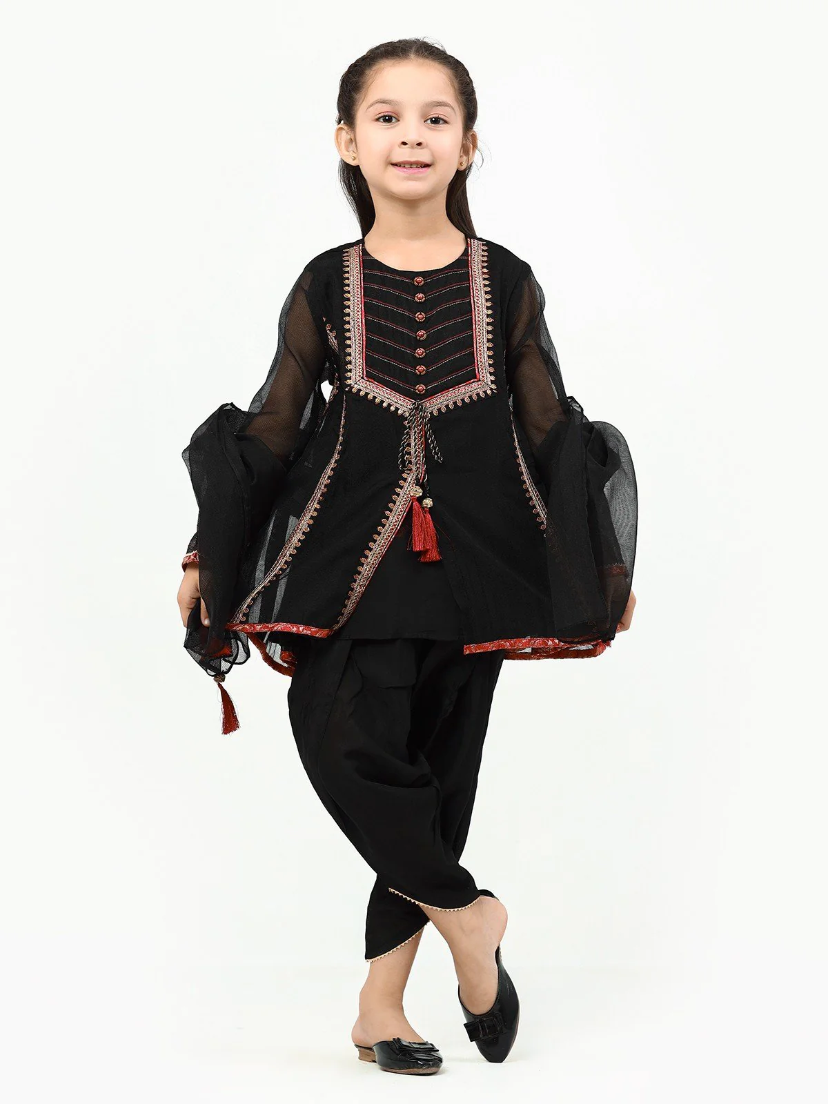 Girl's Black Pishwas - EGTP22-22183 - Image 6