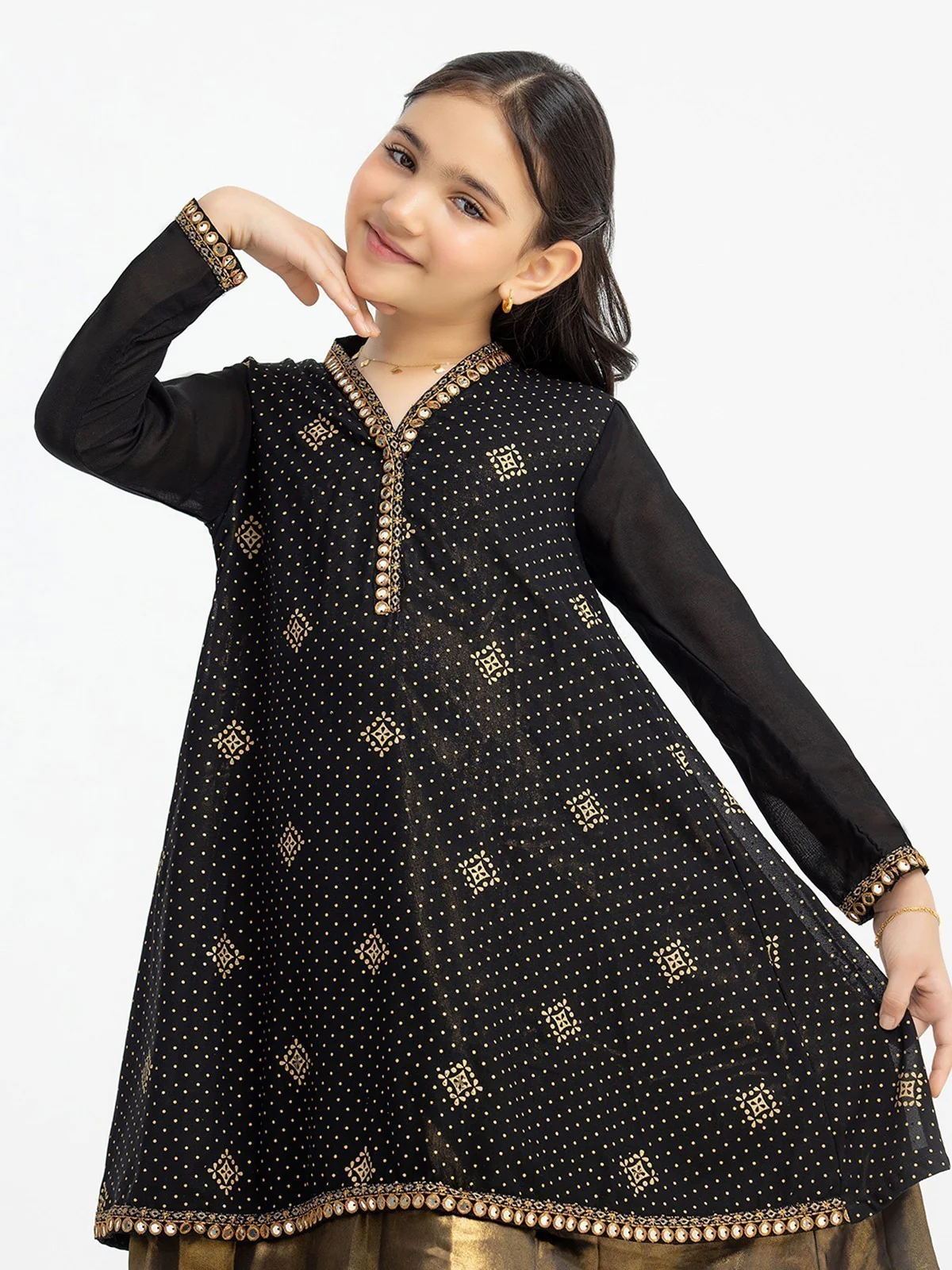 Girl's Black Pishwas - EGTP23-22211ST - Image 2
