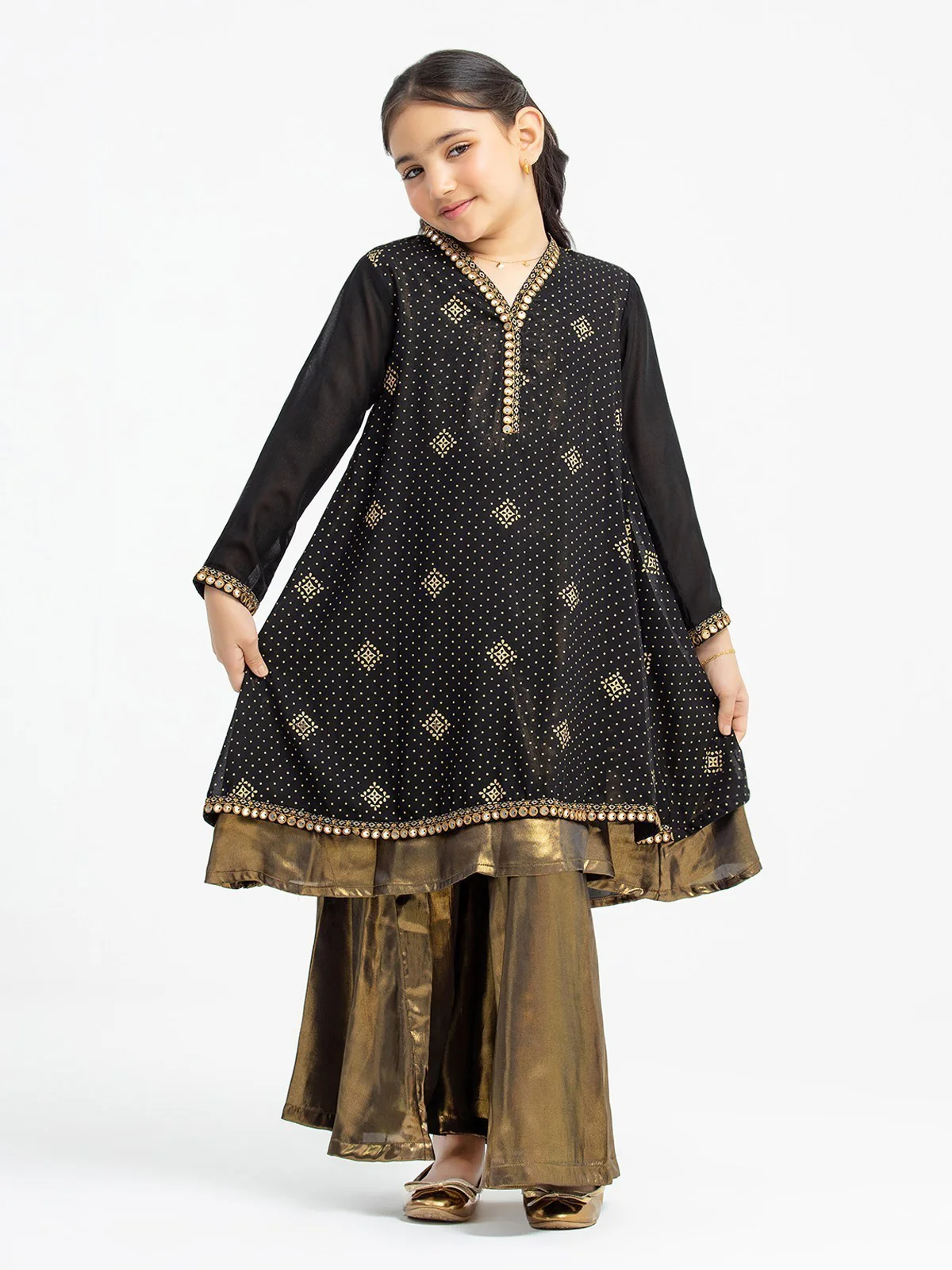Girl's Black Pishwas - EGTP23-22211ST - Image 3