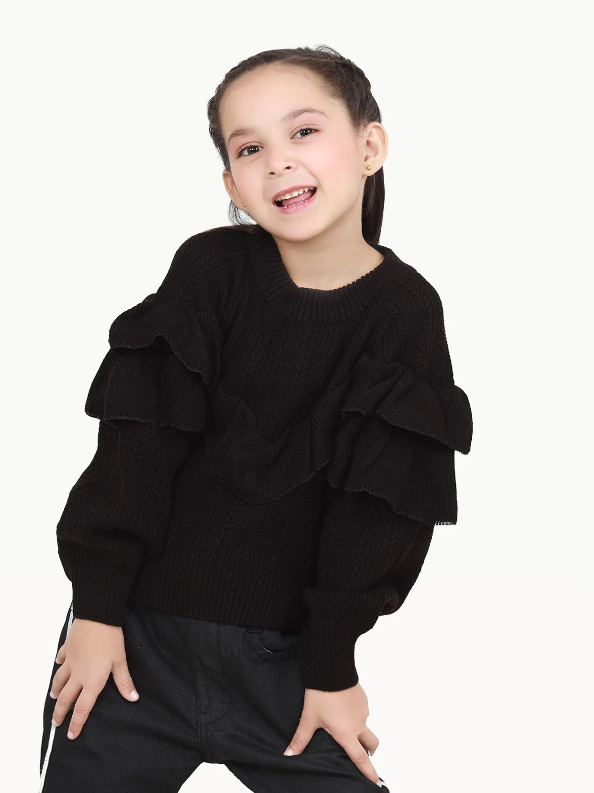 Girl's Black Sweater - EGTSWT22-001 - Image 2
