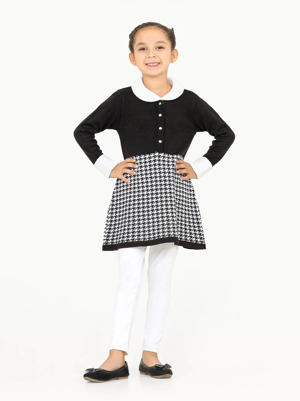Girl's Black Sweater Frock - EGTSF22-005