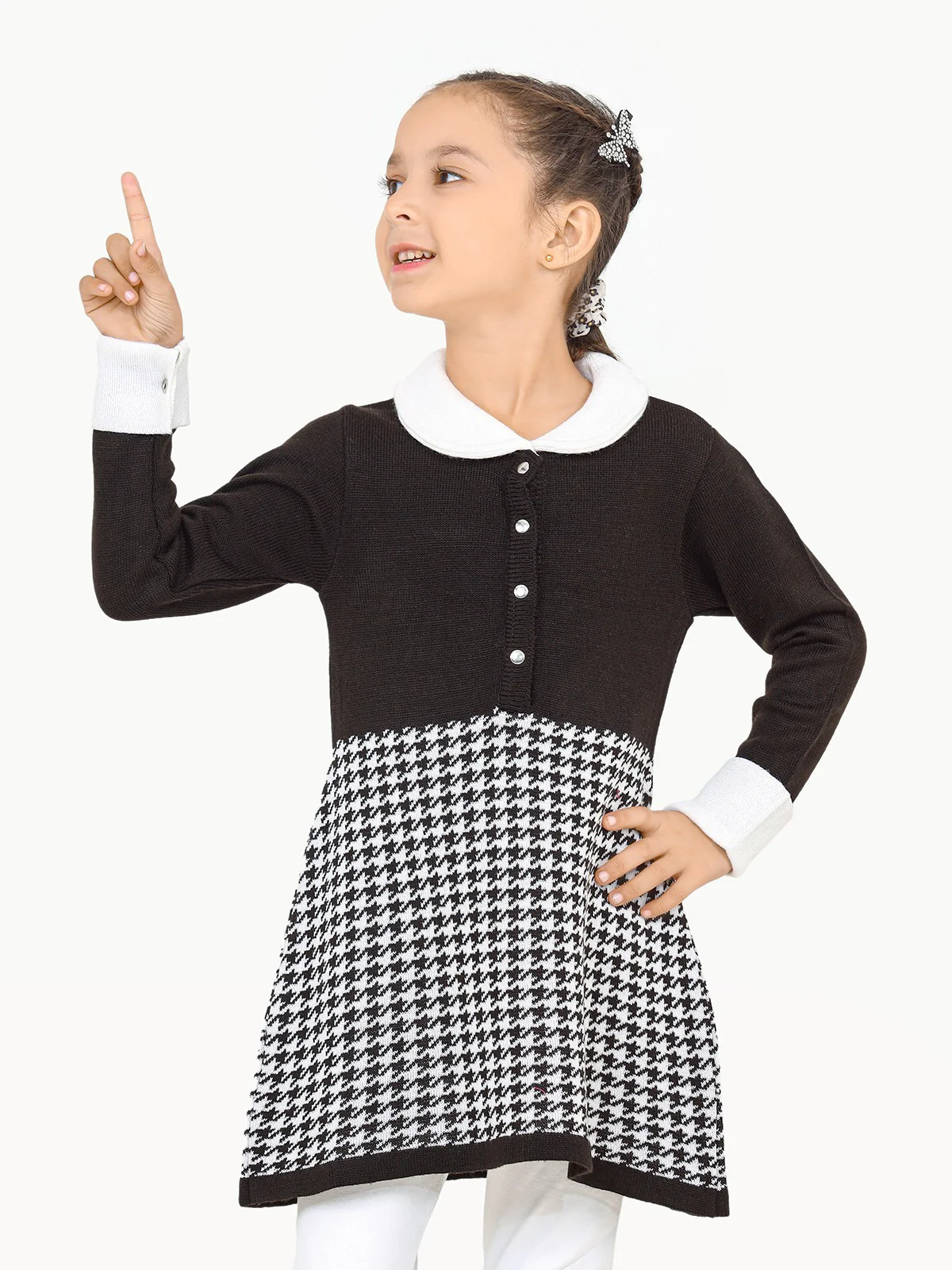 Girl's Black Sweater Frock - EGTSF22-005 - Image 2