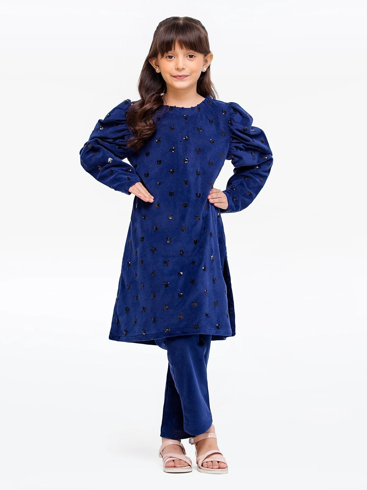 Girl's Velvet Co-Ord Sets - EGTCS23W-012 - Image 2