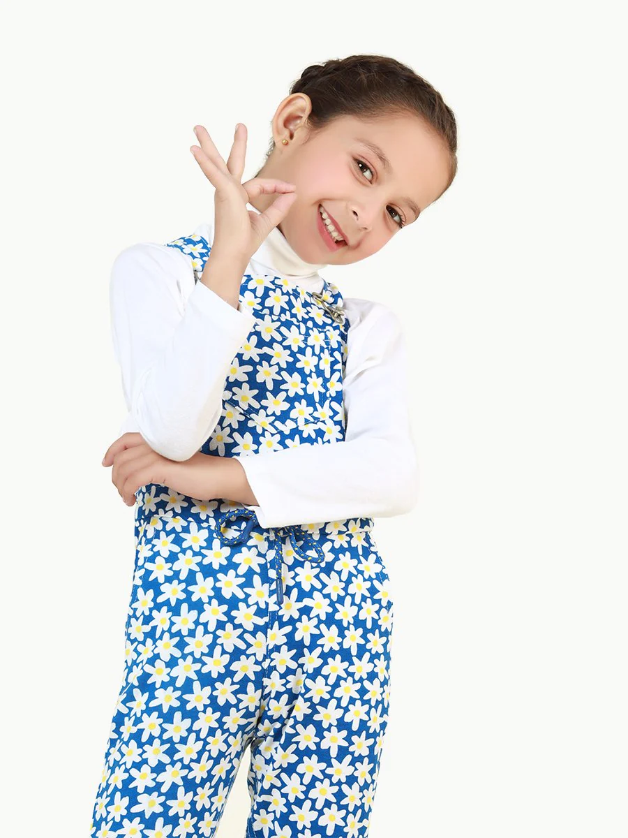 Girl's Blue & White Dungaree - EGTDK22-003 - Image 2
