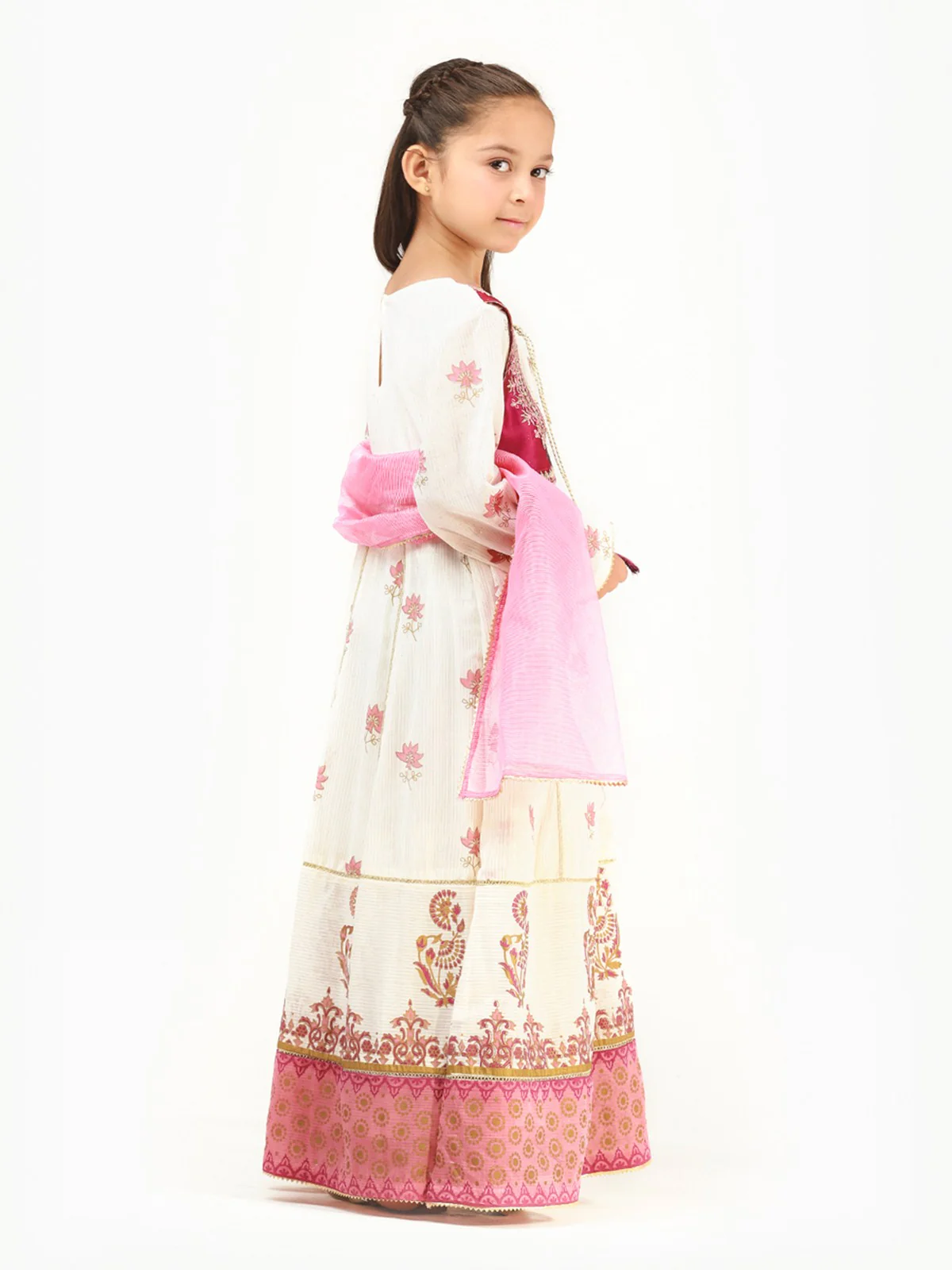 Girl's Cream Pishwas - EGTP22-22190 - Image 3