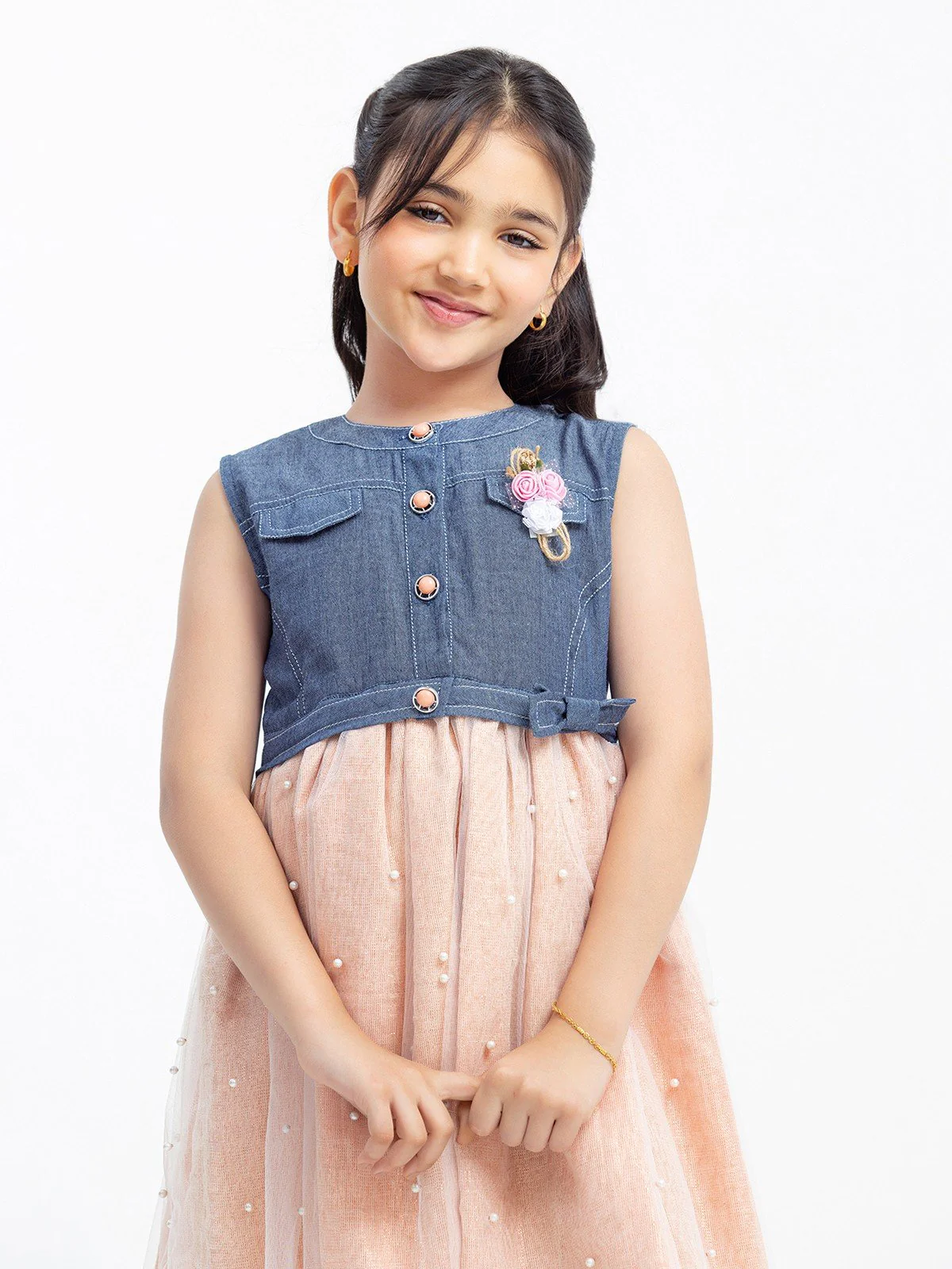 Girl's Denim Blue Frock - EGTF23S-200036 - Image 2