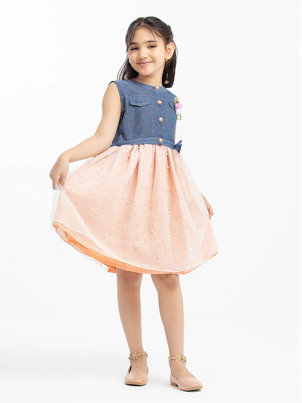 Girl's Denim Blue Frock - EGTF23S-200036 - Image 3