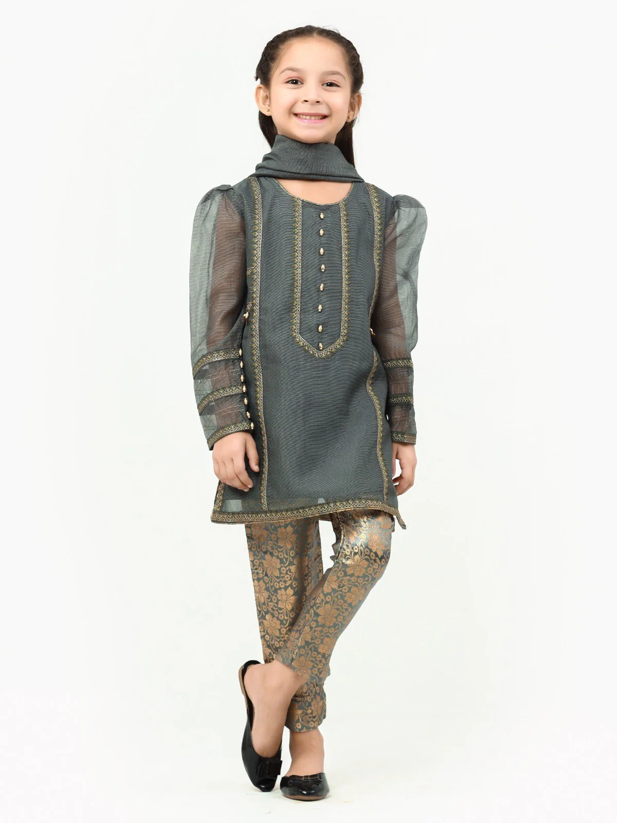 Girl's Grey Pishwas - EGTP22-22189 - Image 5