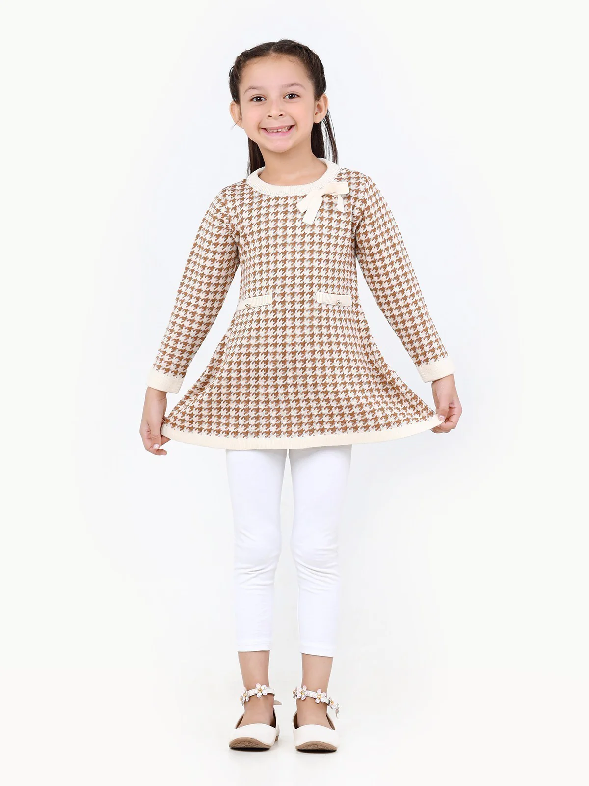 Girl's Light Brown Sweater Frock - EGTSF22-001 - Image 2