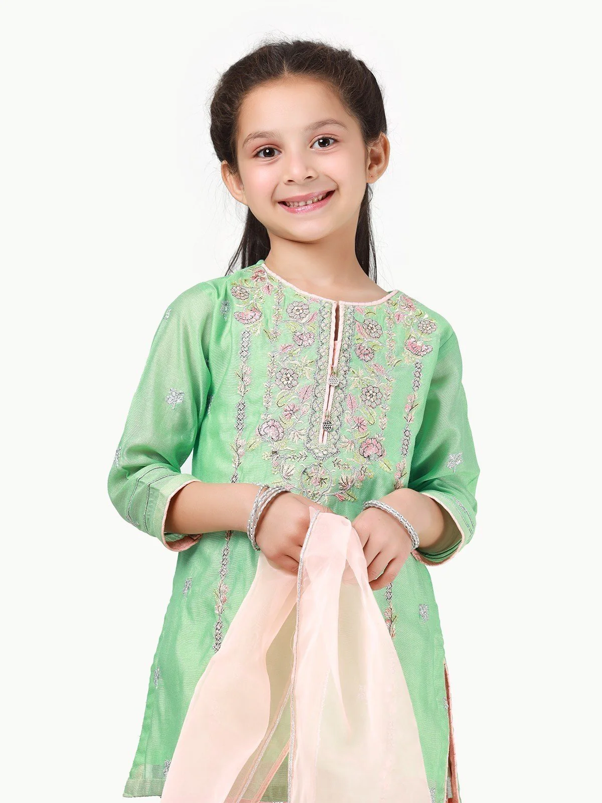 Girl's Light Green Pishwas - EGTP22-22216 - Image 2
