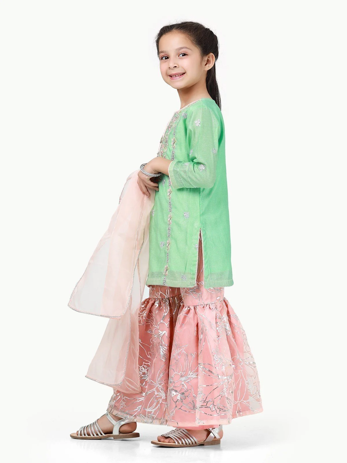 Girl's Light Green Pishwas - EGTP22-22216 - Image 3