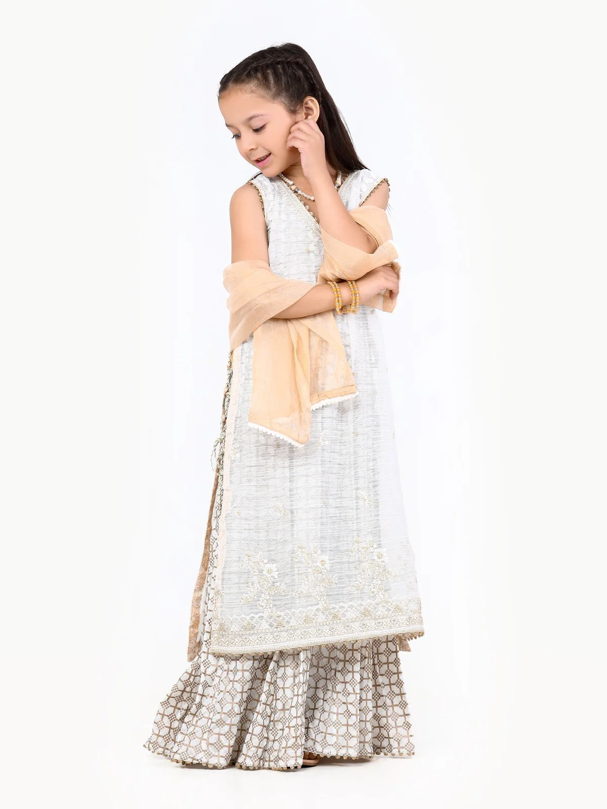 Girl's Off White Pishwas - EGTP22-22187 - Image 2