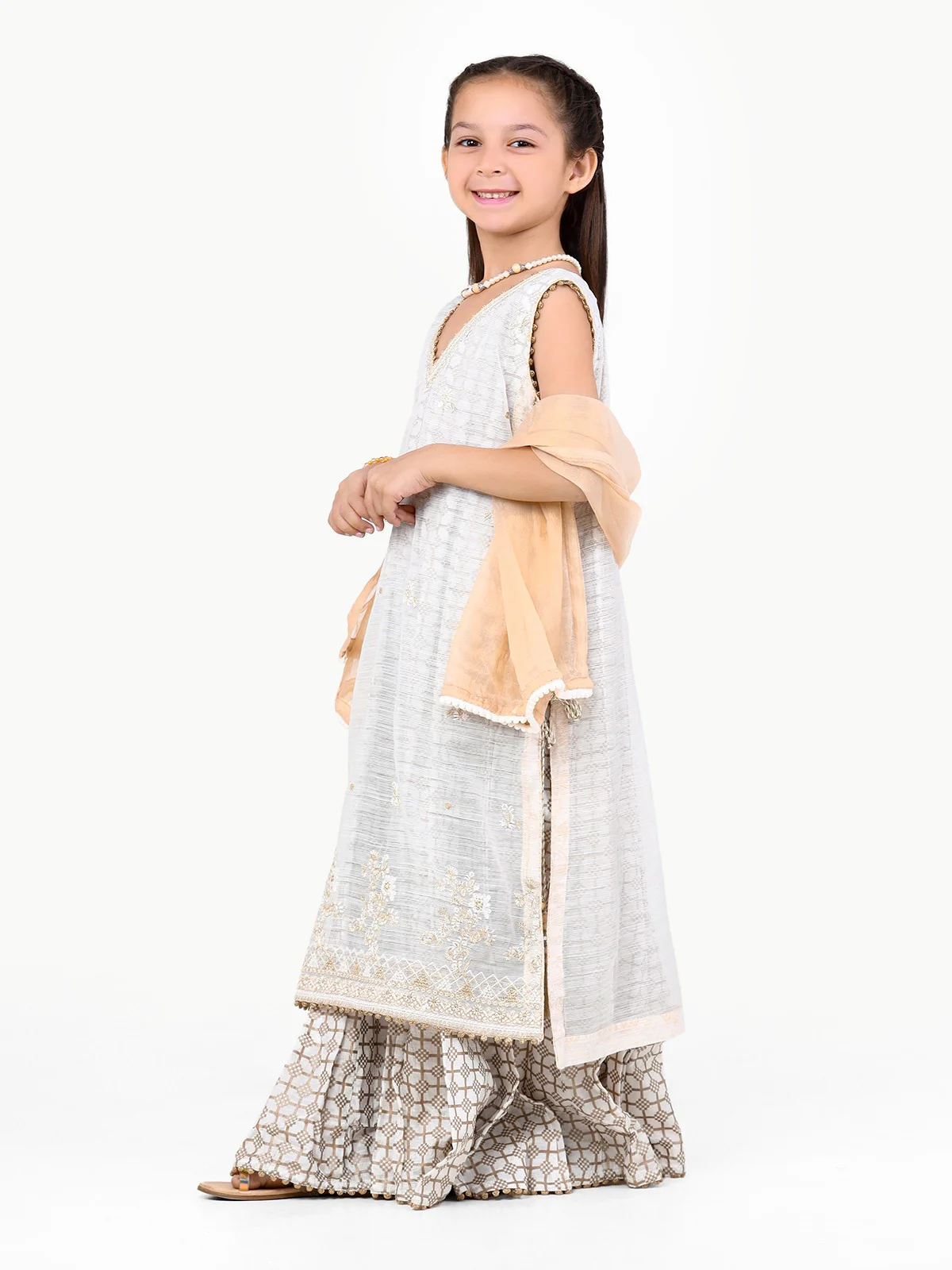 Girl's Off White Pishwas - EGTP22-22187 - Image 3