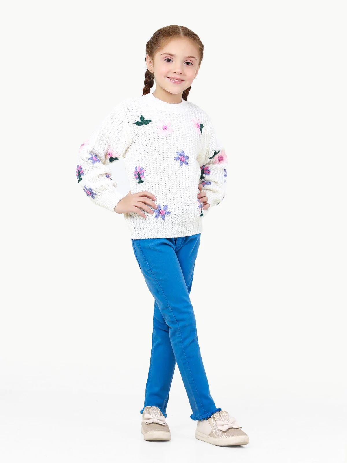 Girl's Off White Sweater - EGTSWT22-011 - Image 2